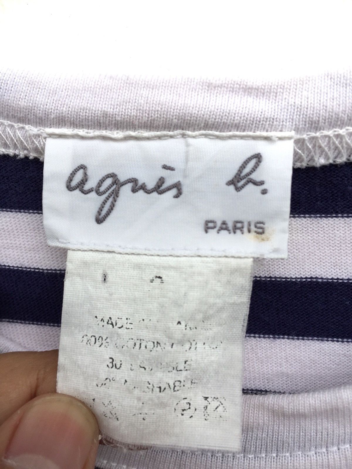 agnes b. Agnes B. White/Navy Blue Prisoners Shirts Size US M / EU 48-50 / 2 - 7 Thumbnail