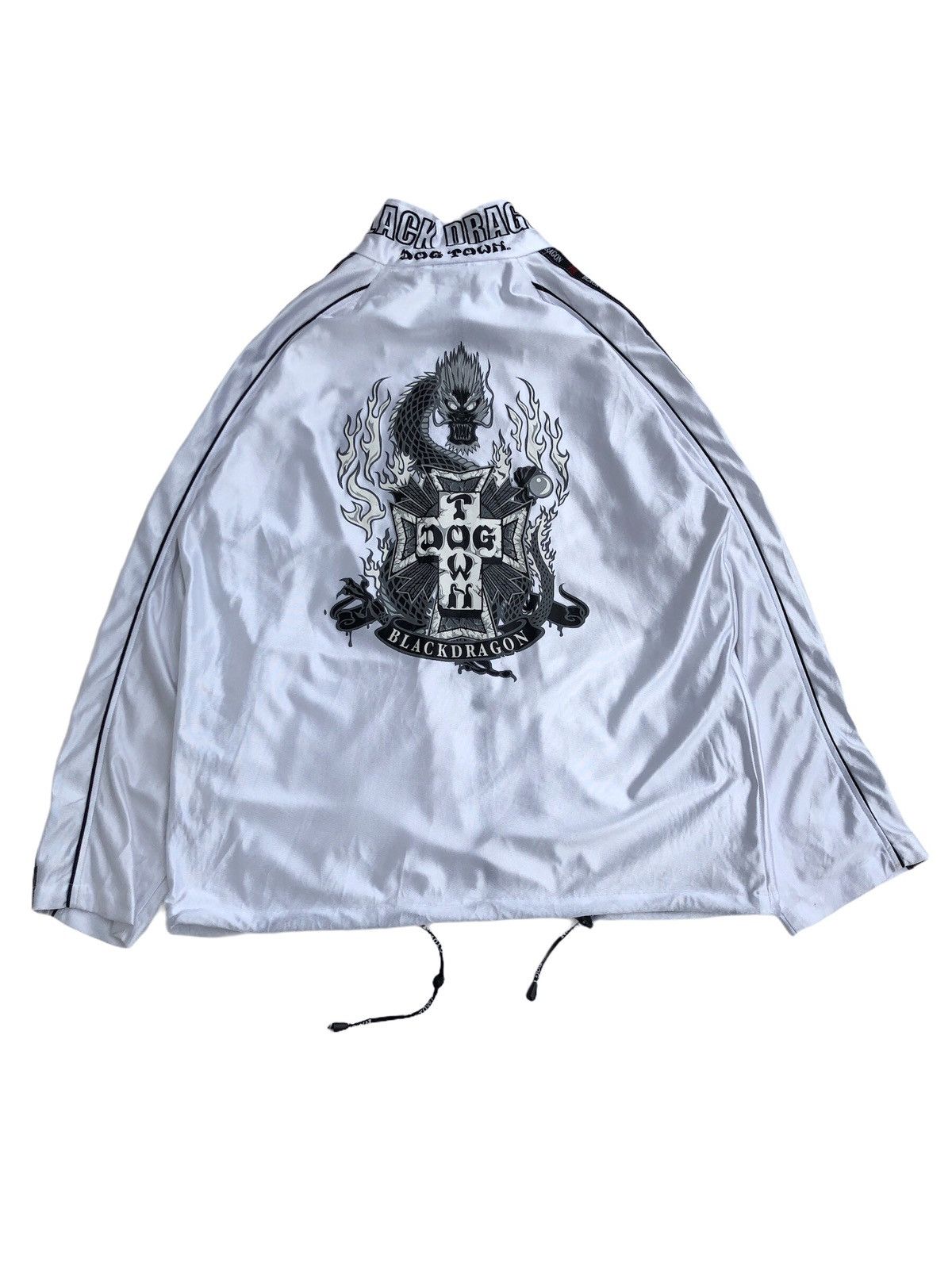 image of Dogtown Black Dragon Zipper Jacket Skate Streetwear Harajuku in White, Men's (Size Large)