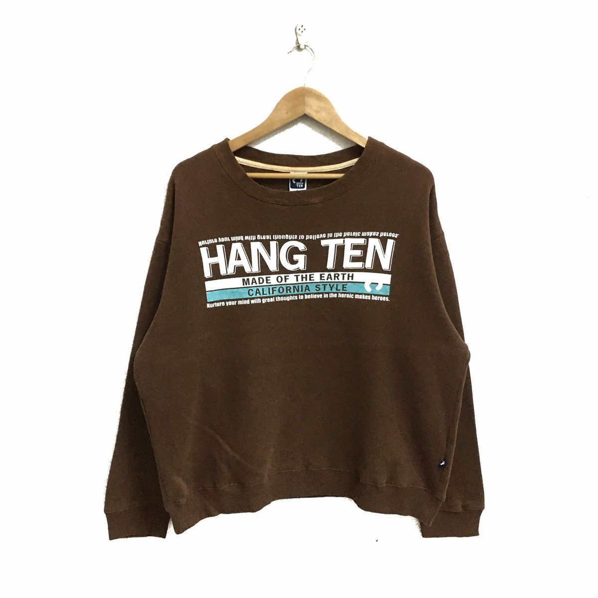 image of Hang Ten Surfing Hawaii Crewneck Sweatshirts Pullover in Brown, Men's (Size Large)