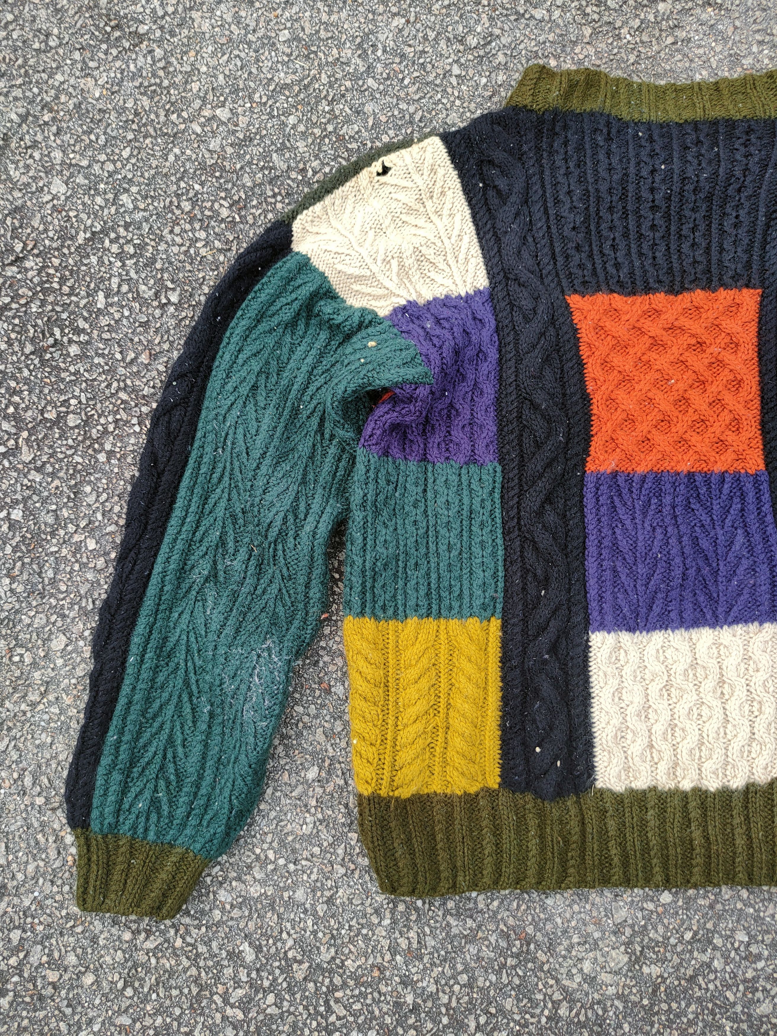 Aran Isles Knitwear Japan Art Patchwork handmade cable knitwear #S2803T Size US M / EU 48-50 / 2 - 12 Thumbnail