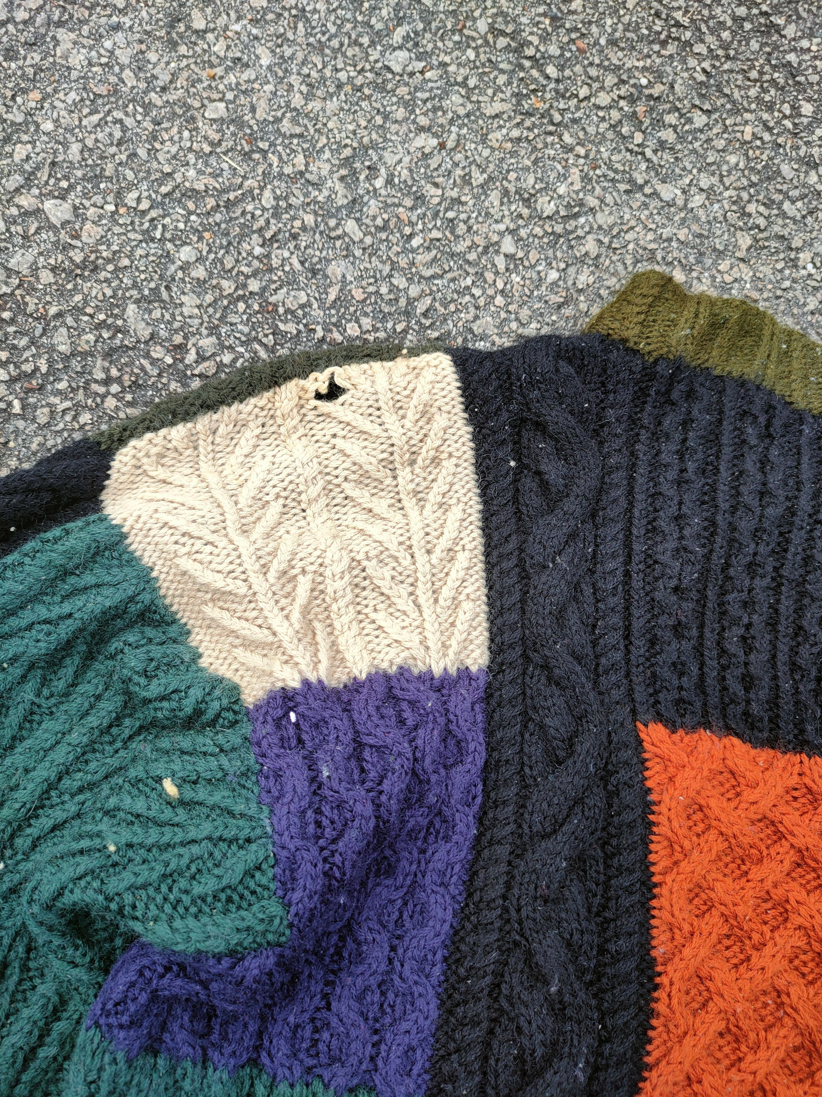 Aran Isles Knitwear Japan Art Patchwork handmade cable knitwear #S2803T Size US M / EU 48-50 / 2 - 9 Thumbnail