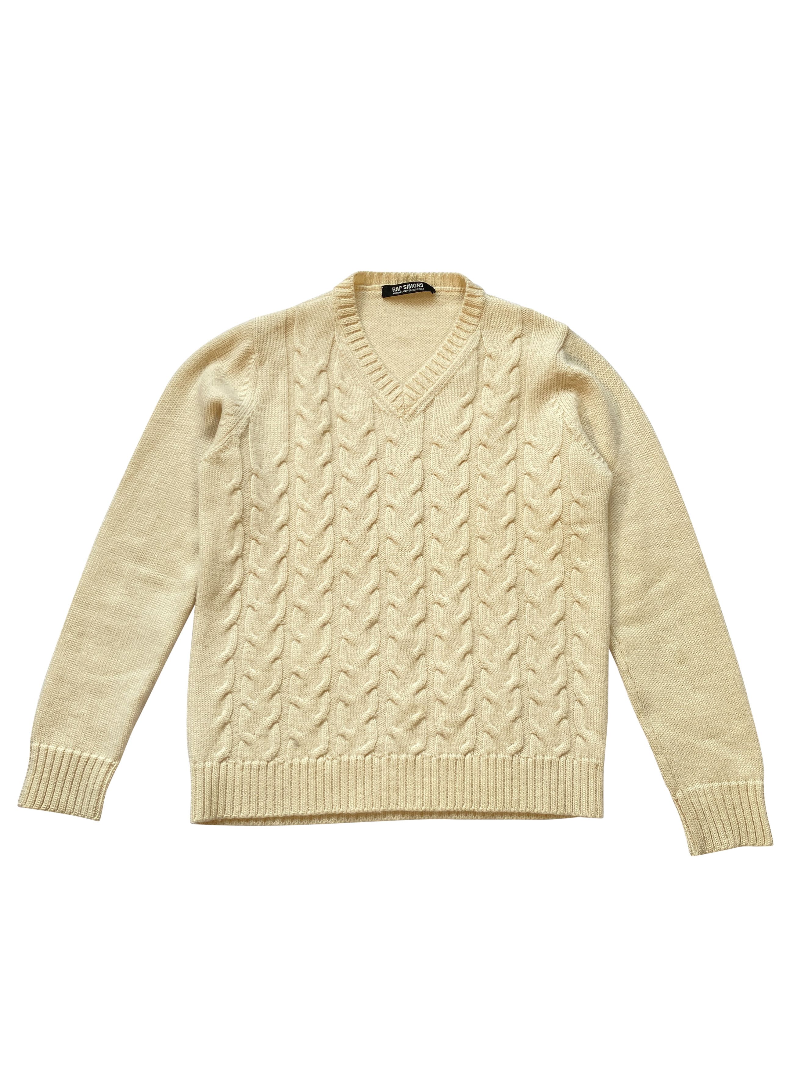 Raf Simons ⚡️QUICK SALE⚡️2003 Raf Simons Cable Knit V Neck Sweater Size US M / EU 48-50 / 2 - 1 Thumbnail