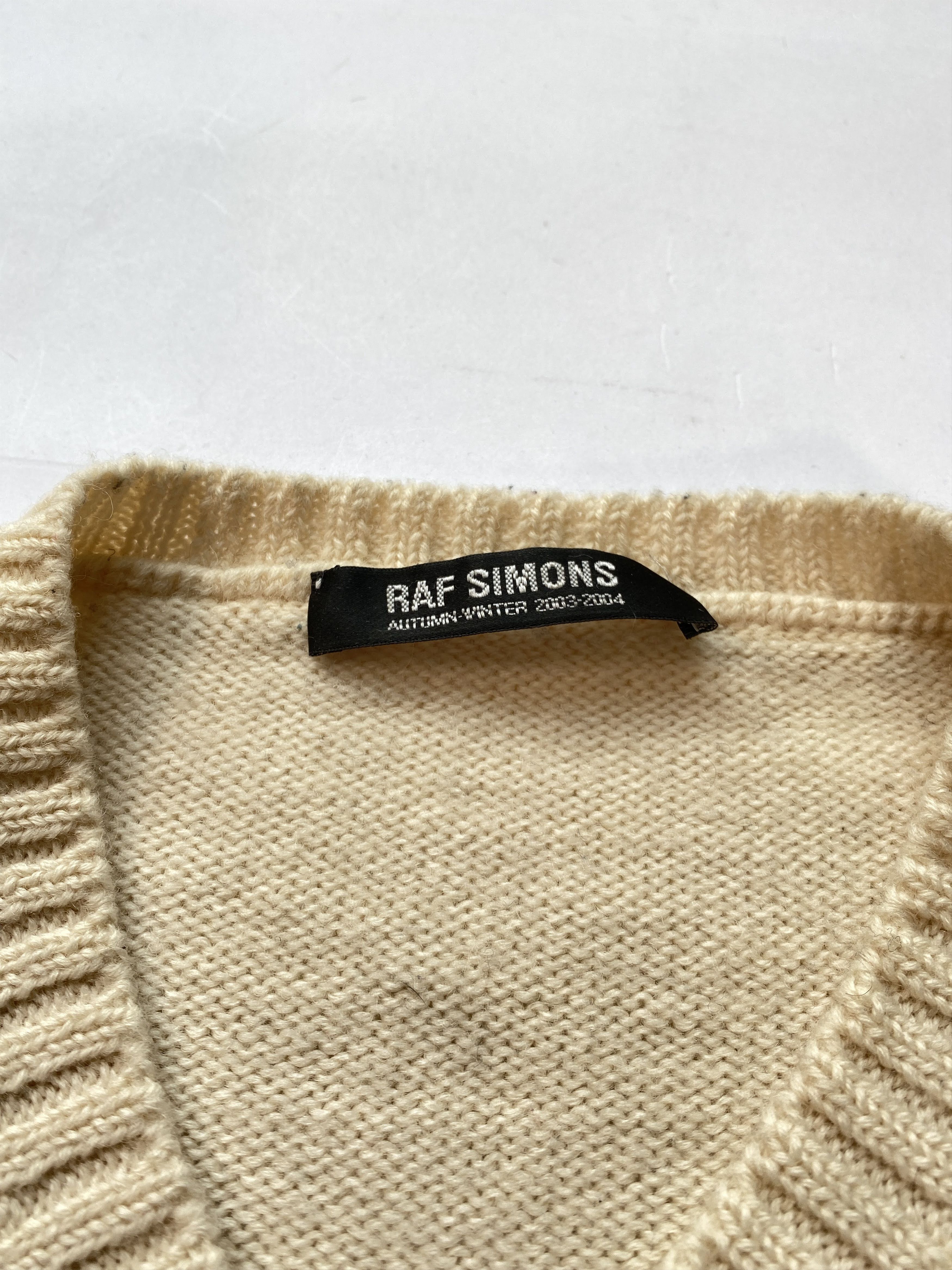 Raf Simons ⚡️QUICK SALE⚡️2003 Raf Simons Cable Knit V Neck Sweater Size US M / EU 48-50 / 2 - 4 Thumbnail
