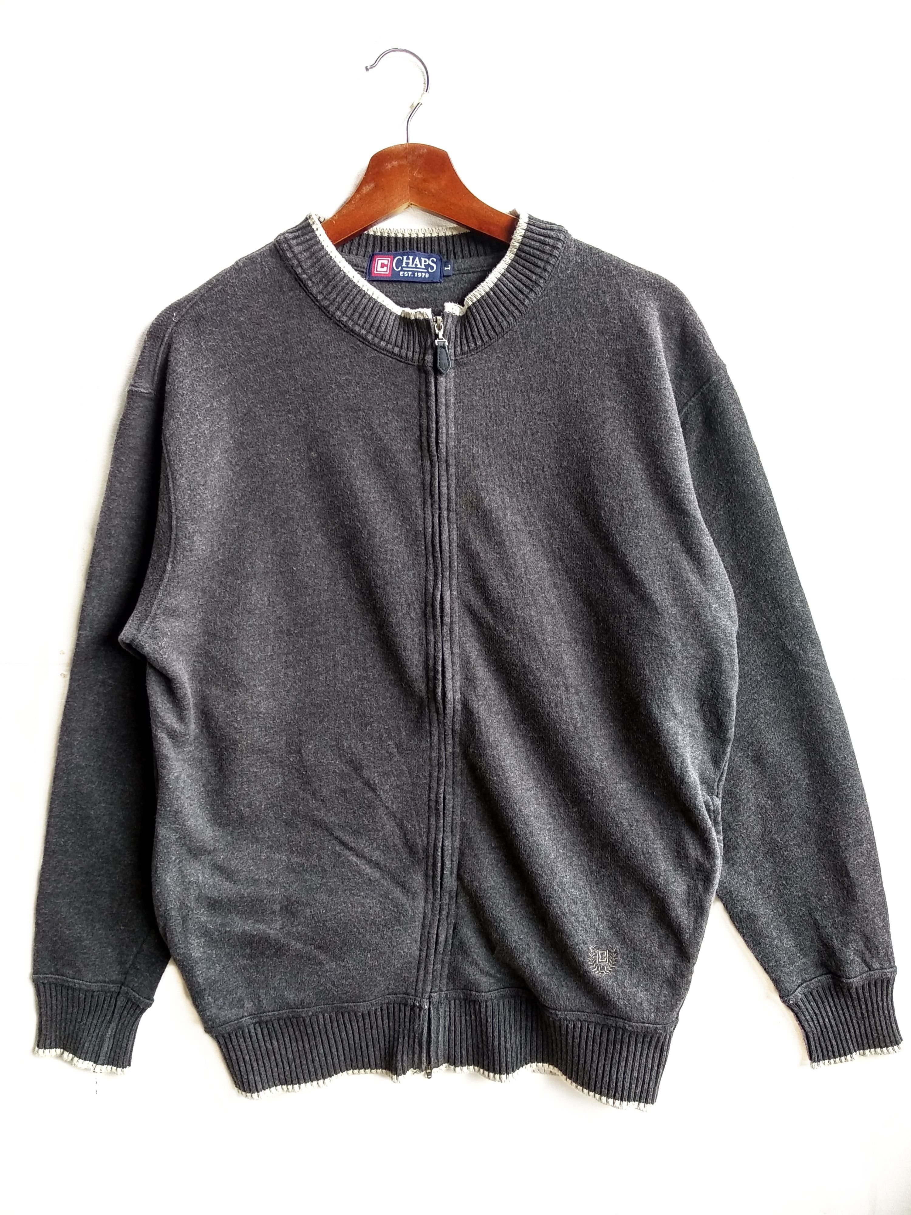 Chaps × Vintage Vintage Full Zipper Chaps Sweater/Size L/Gray Colour Size US L / EU 52-54 / 3 - 1 Thumbnail