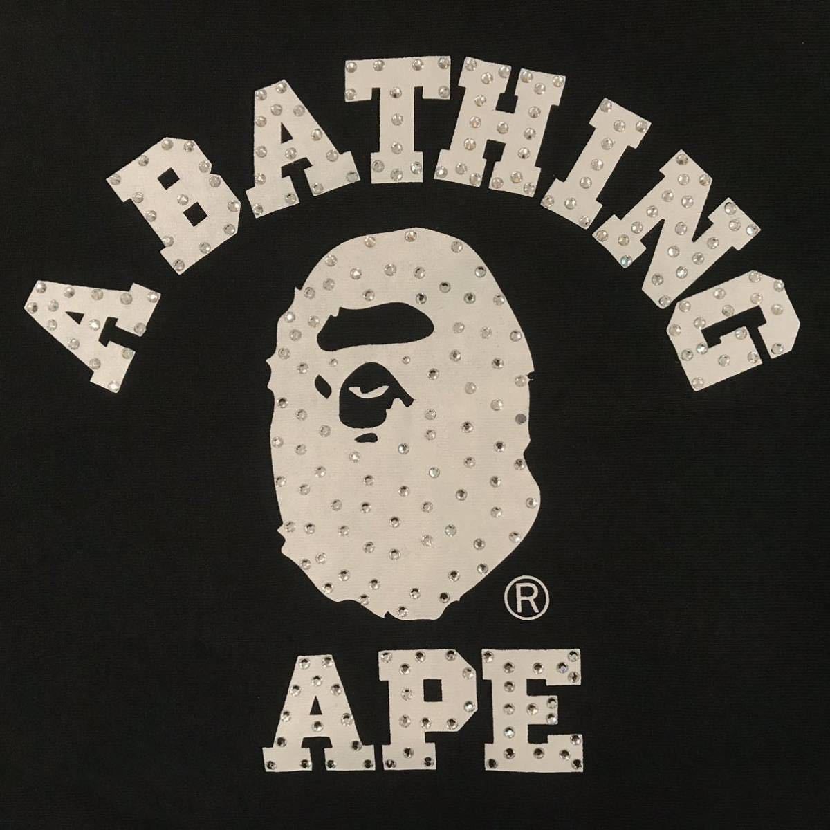 image of Bape Swarovski College Logo Long Sleeve Sweat Black, Men's (Size Medium)
