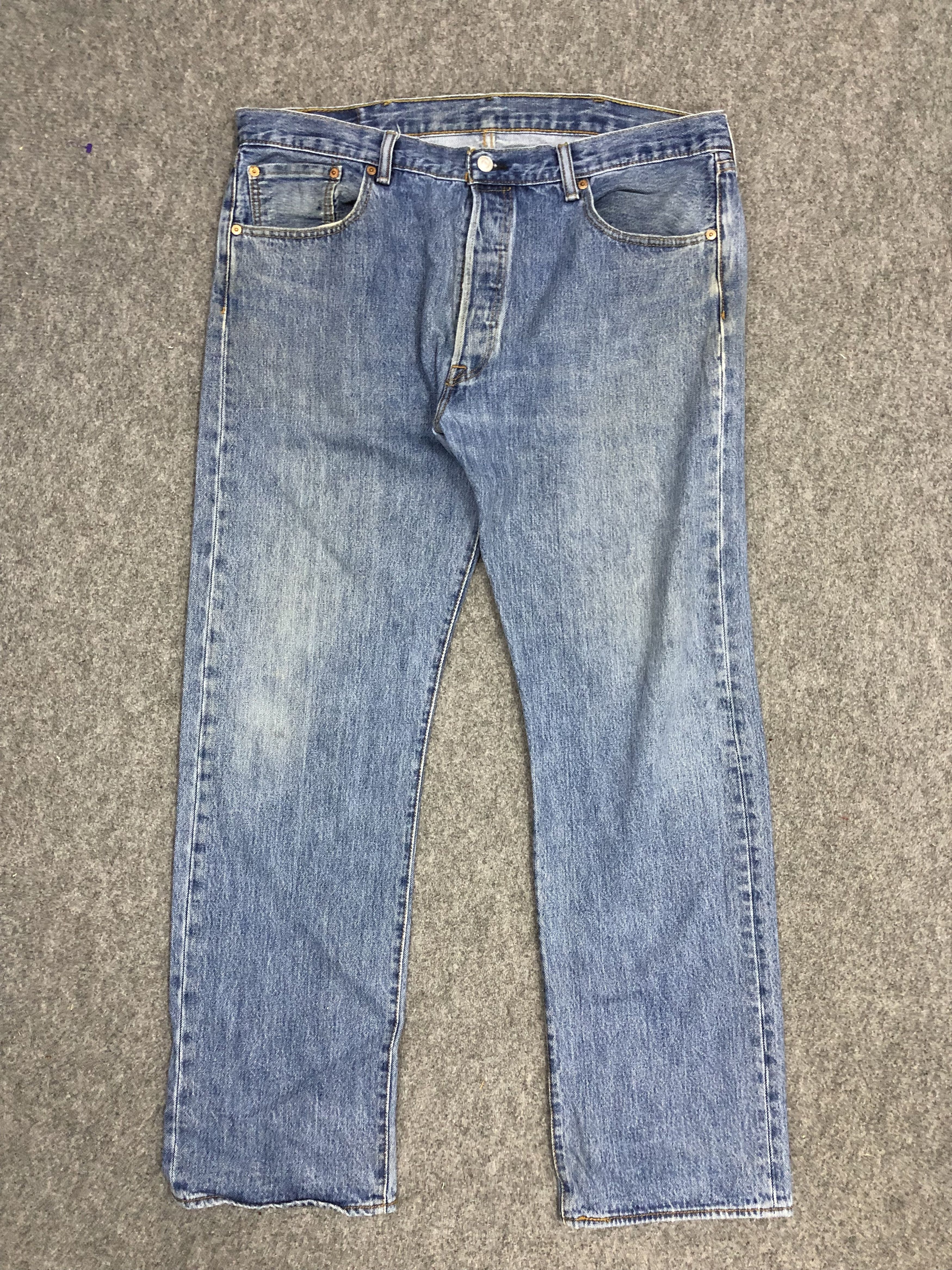 image of Levis 501 Faded Blue Jeans in Blue Denim, Men's (Size 39)
