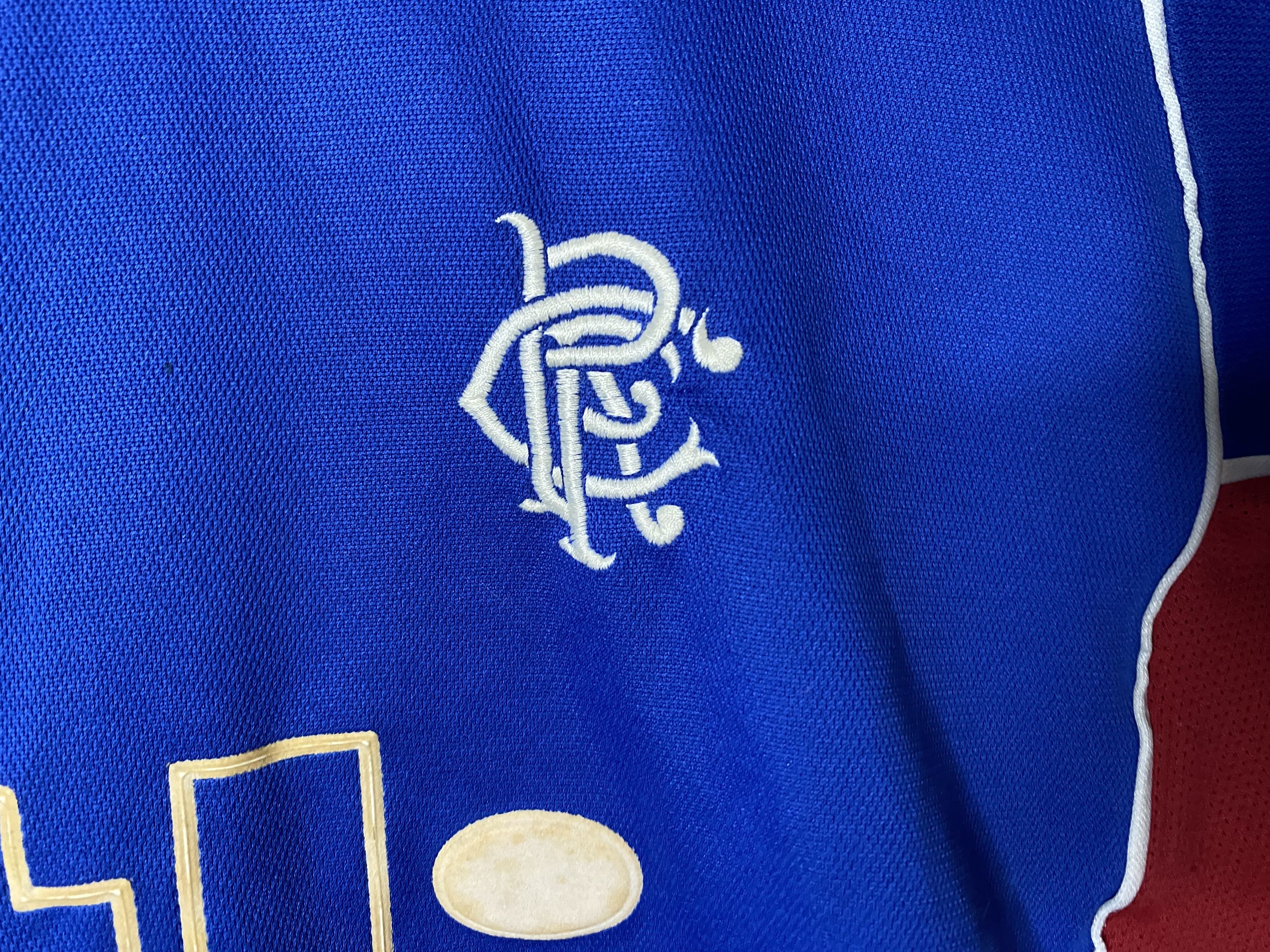 Nike #11 RANGERS 2001 2002 HOME FOOTBALL SHIRT SOCCER JERSEY NIKE Size US S / EU 44-46 / 1 - 6 Thumbnail