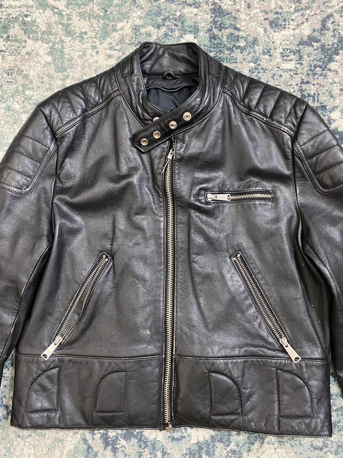 Genuine Leather × Vintage Vintage 1980 80’s Motorcycle Leather Jacket Size US L / EU 52-54 / 3 - 4 Thumbnail