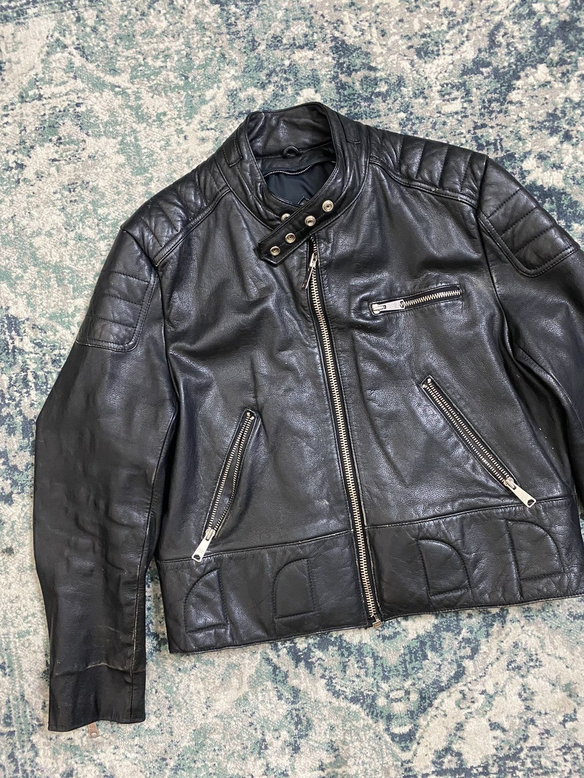 Genuine Leather × Vintage Vintage 1980 80’s Motorcycle Leather Jacket Size US L / EU 52-54 / 3 - 2 Thumbnail