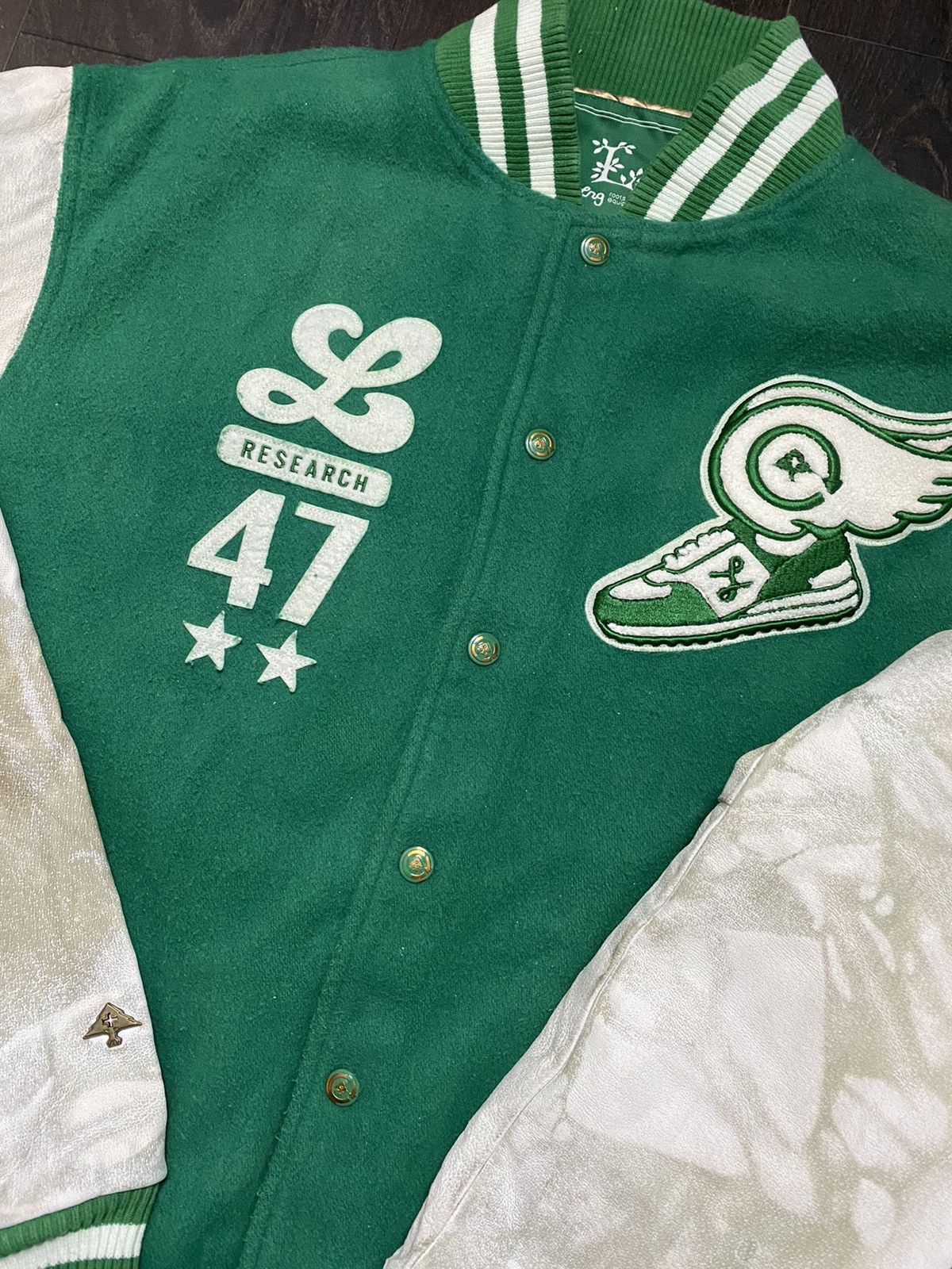 LRG Y2K LRG Button Up Letterman Varsity Leather Jacket Size US L / EU 52-54 / 3 - 5 Thumbnail