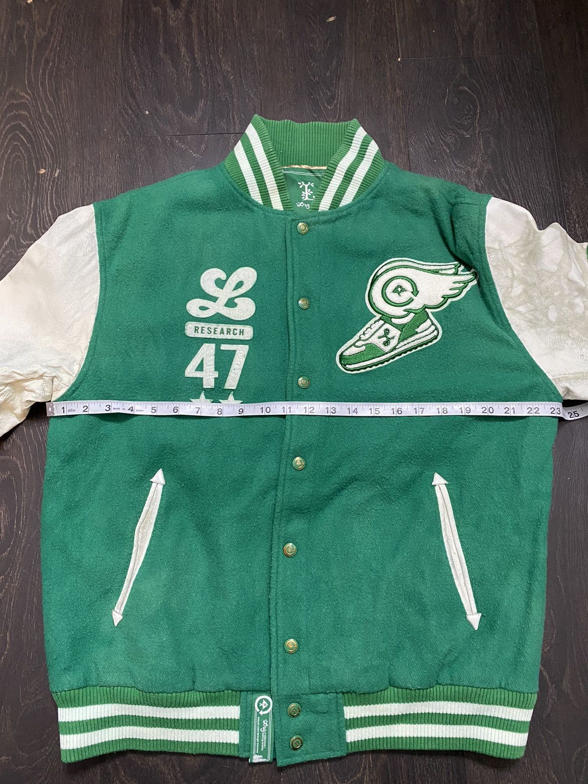 LRG Y2K LRG Button Up Letterman Varsity Leather Jacket Size US L / EU 52-54 / 3 - 14 Thumbnail