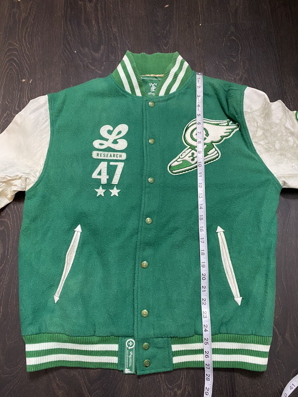 LRG Y2K LRG Button Up Letterman Varsity Leather Jacket Size US L / EU 52-54 / 3 - 16 Thumbnail