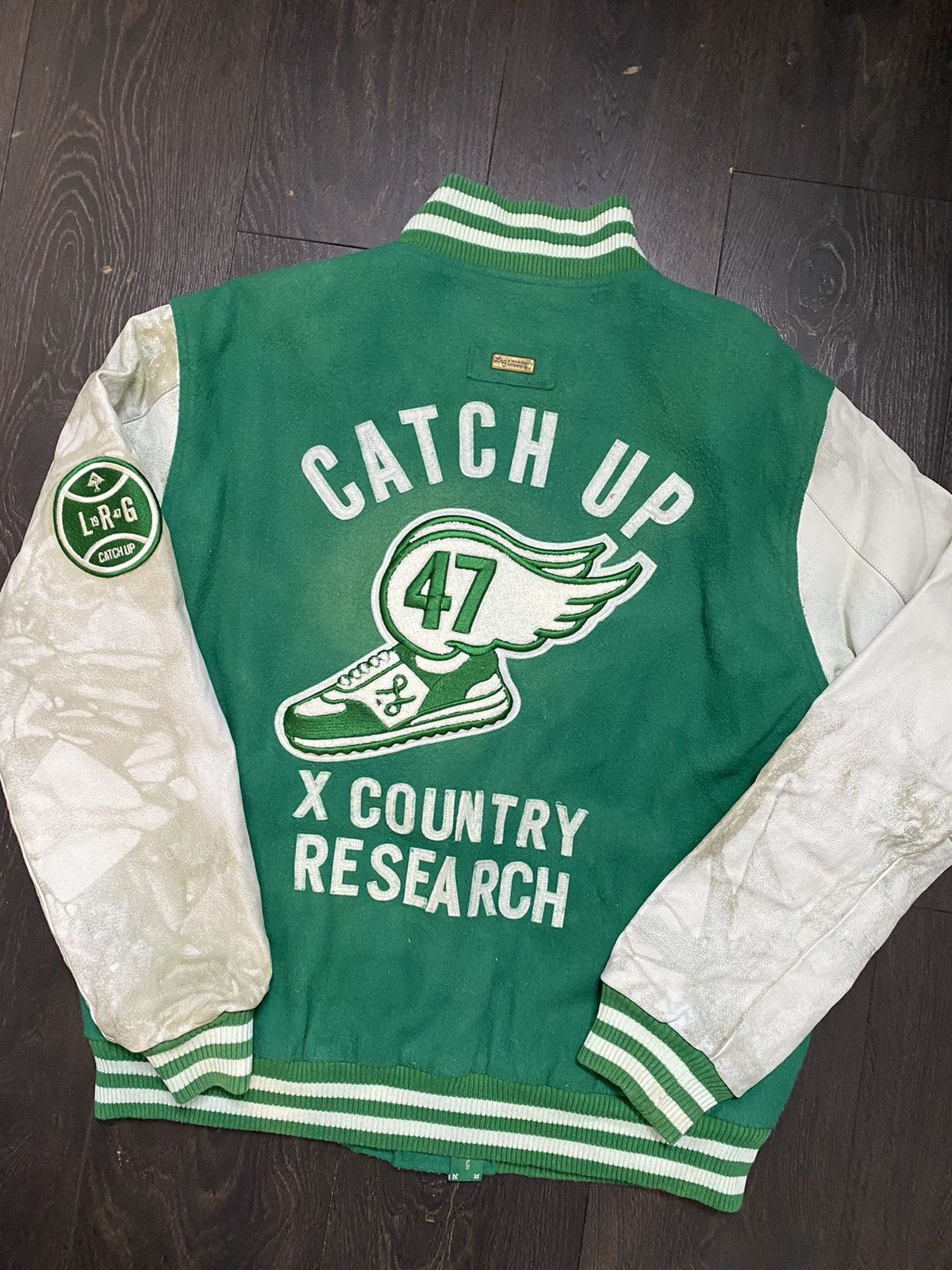 LRG Y2K LRG Button Up Letterman Varsity Leather Jacket Size US L / EU 52-54 / 3 - 18 Thumbnail
