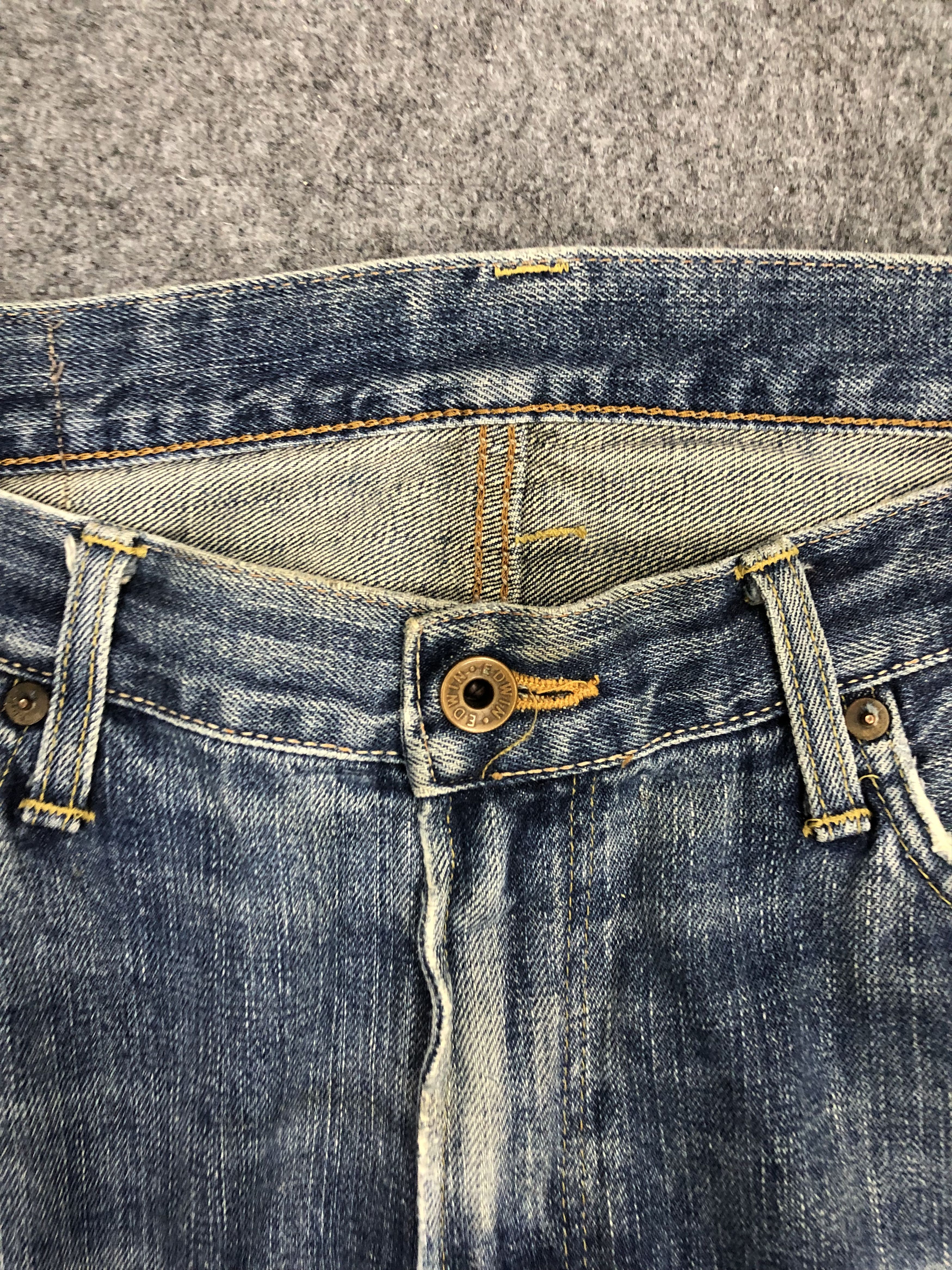 Edwin × Vintage Vintage Distressed Edwin Faded Blue Jeans Size US 35 - 8 Thumbnail