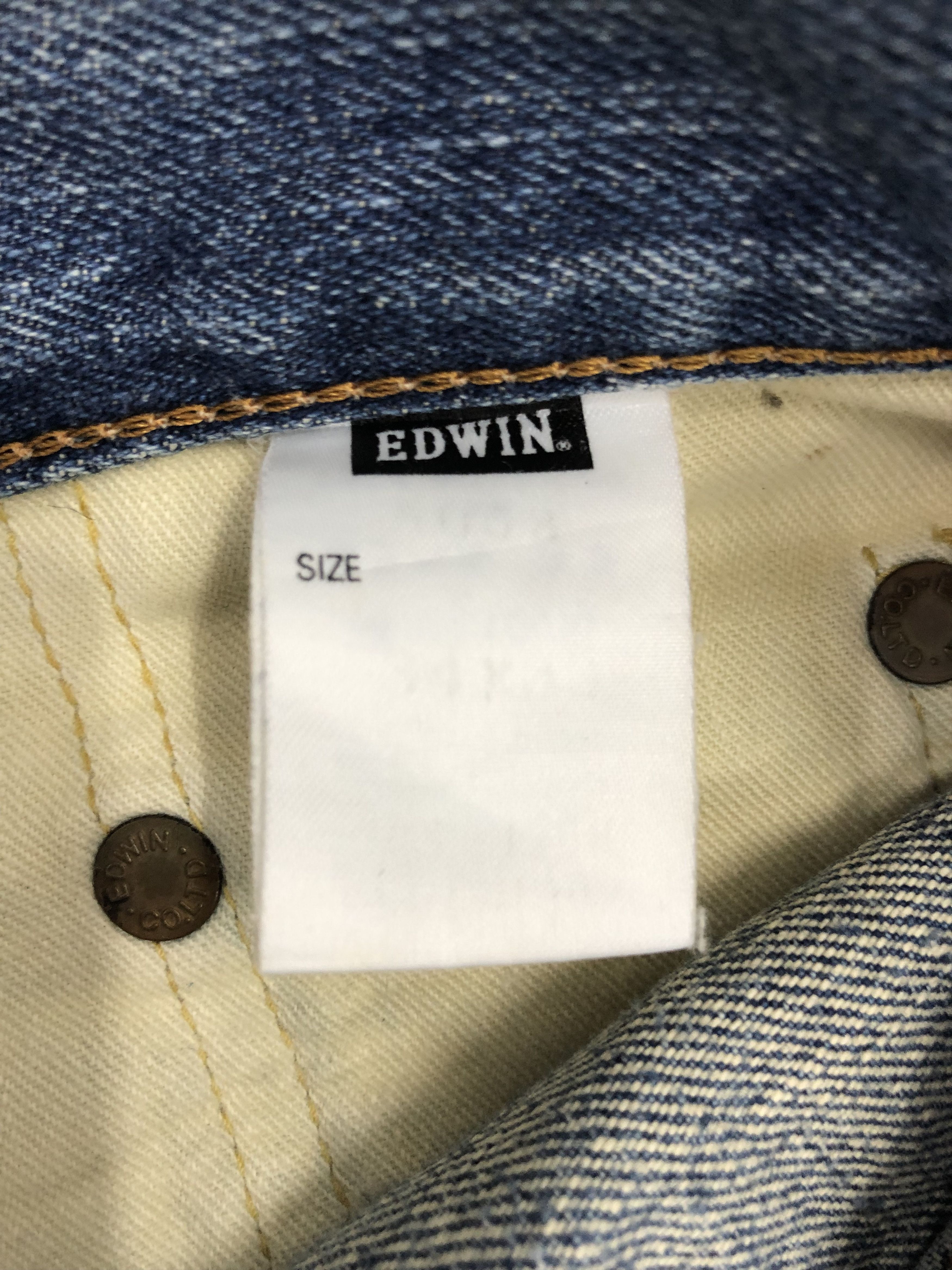Edwin × Vintage Vintage Distressed Edwin Faded Blue Jeans Size US 35 - 6 Thumbnail
