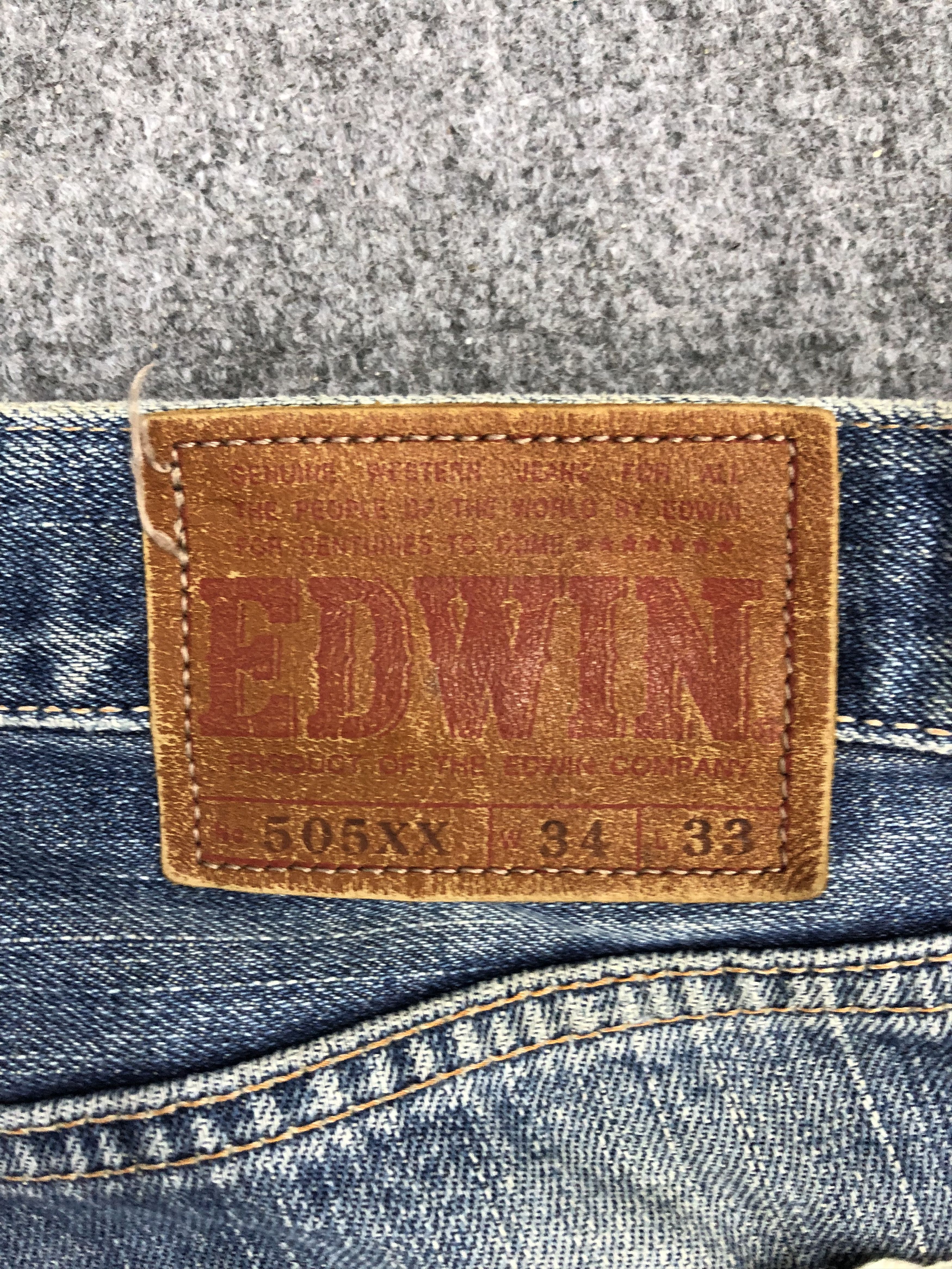 Edwin × Vintage Vintage Distressed Edwin Faded Blue Jeans Size US 35 - 5 Thumbnail
