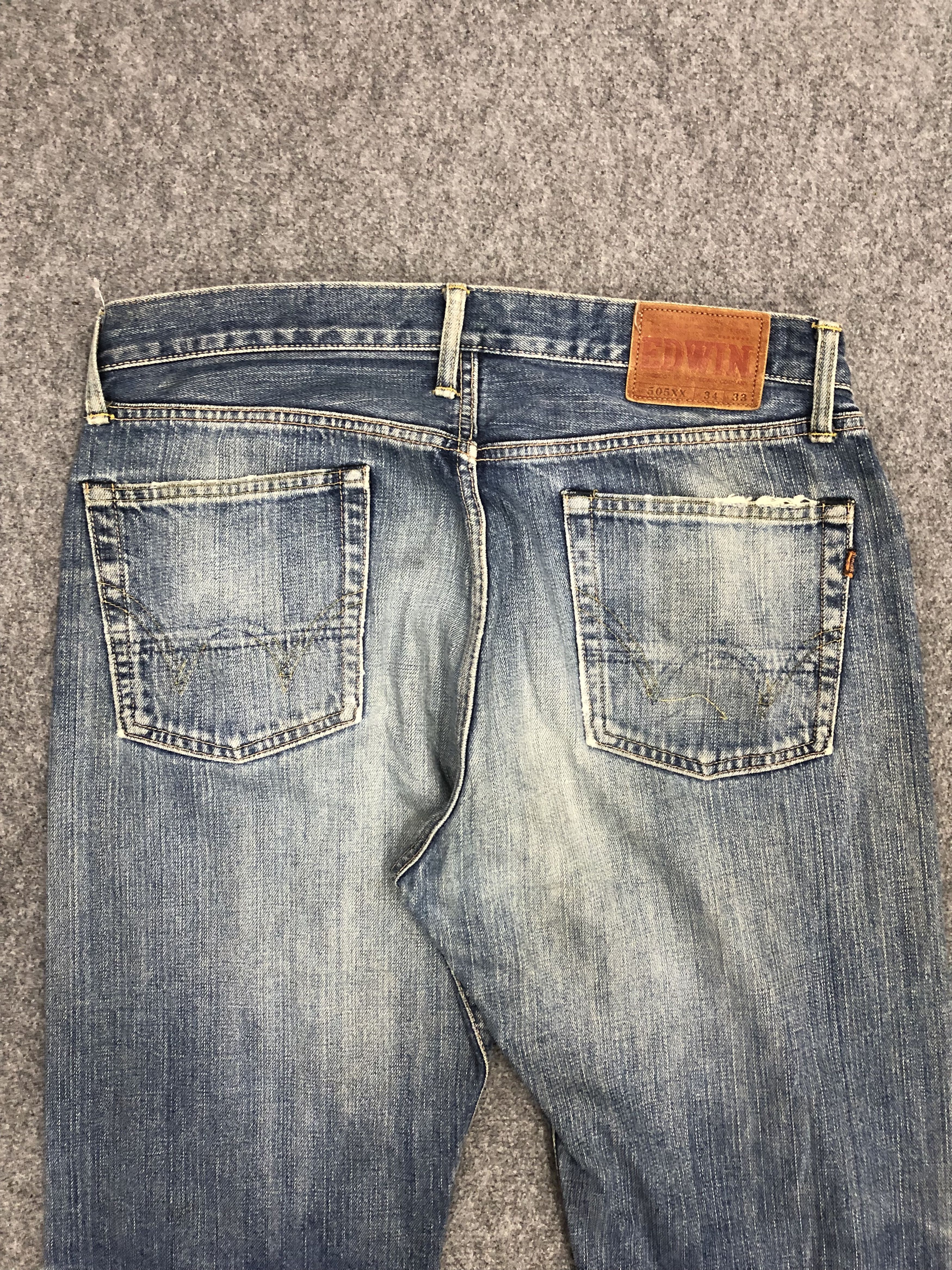 Edwin × Vintage Vintage Distressed Edwin Faded Blue Jeans Size US 35 - 4 Thumbnail