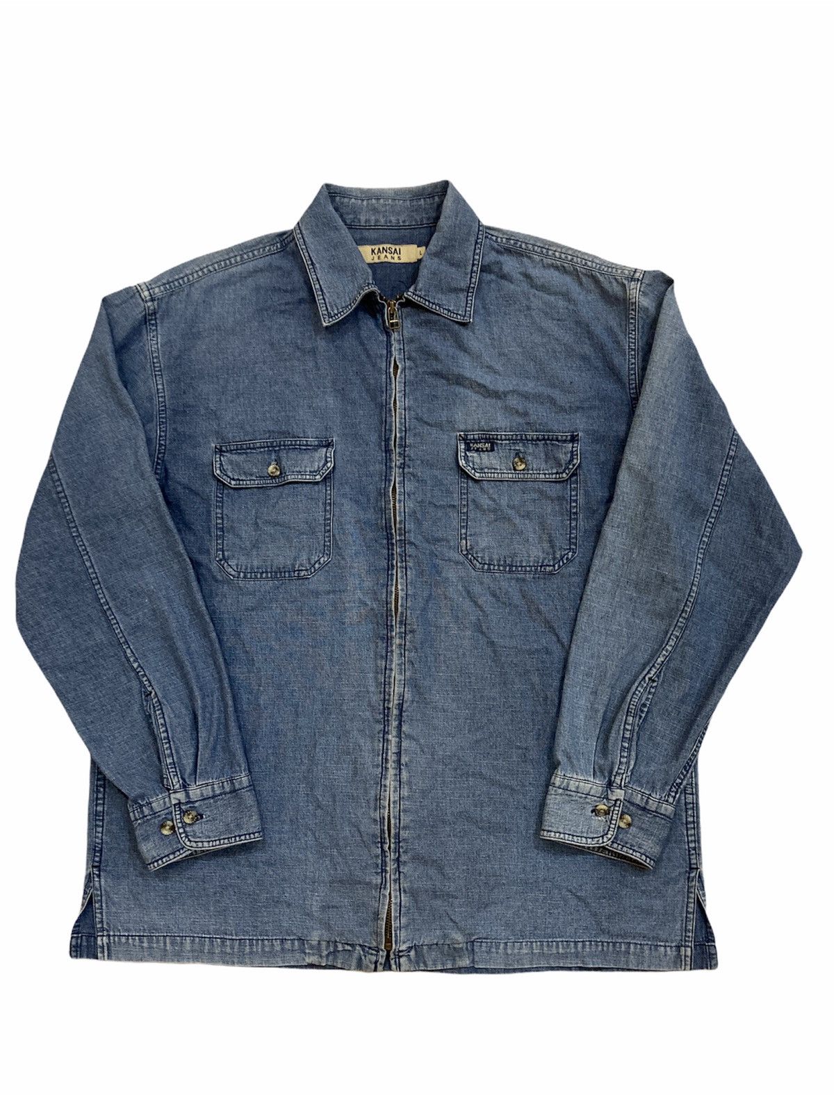Japanese Brand × Kansai Yamamoto KANSAI YAMAMOTO DENIM WORKER ZIPPER JACKET Size US L / EU 52-54 / 3 - 1 Thumbnail