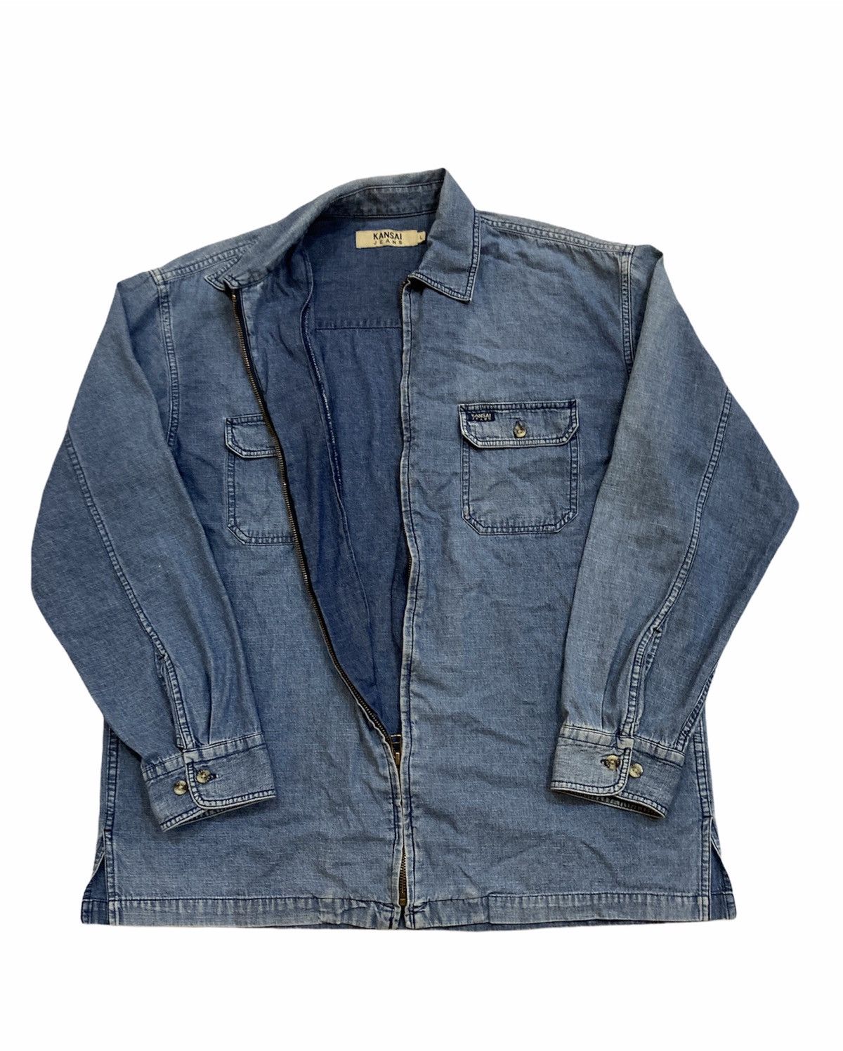 Japanese Brand × Kansai Yamamoto KANSAI YAMAMOTO DENIM WORKER ZIPPER JACKET Size US L / EU 52-54 / 3 - 3 Thumbnail