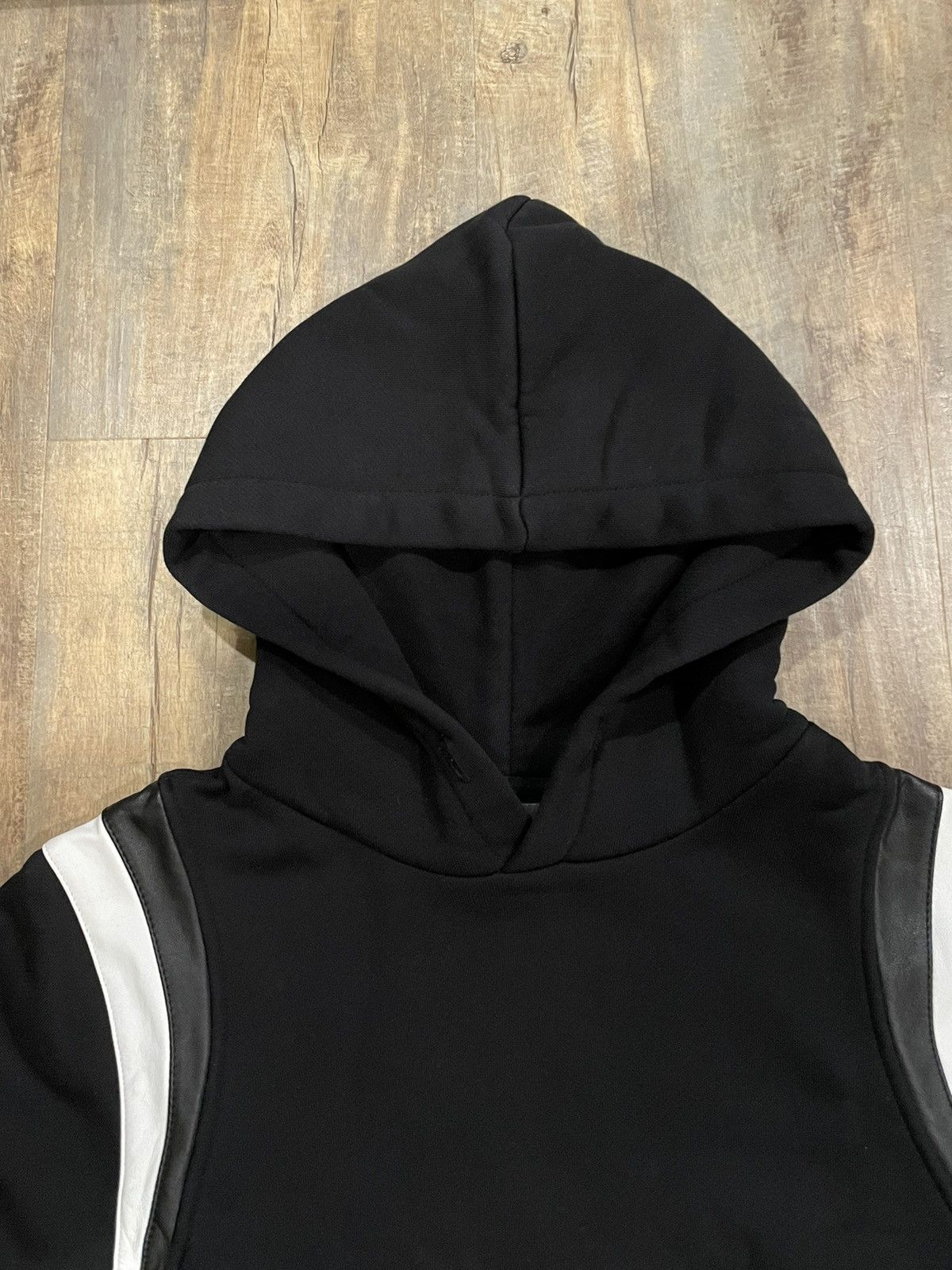 Amiri NEW Amiri Varsity Leather-Accented Pullover Black Hoodie Size US M / EU 48-50 / 2 - 5 Thumbnail