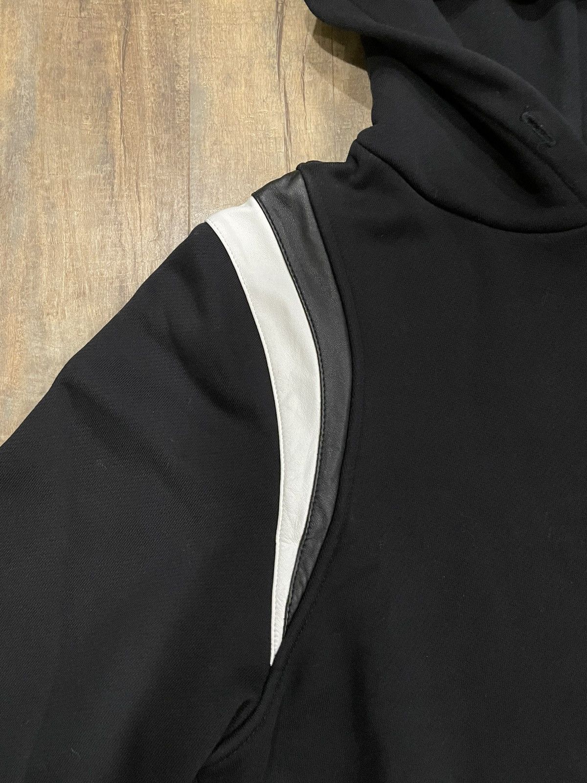 Amiri NEW Amiri Varsity Leather-Accented Pullover Black Hoodie Size US M / EU 48-50 / 2 - 6 Thumbnail