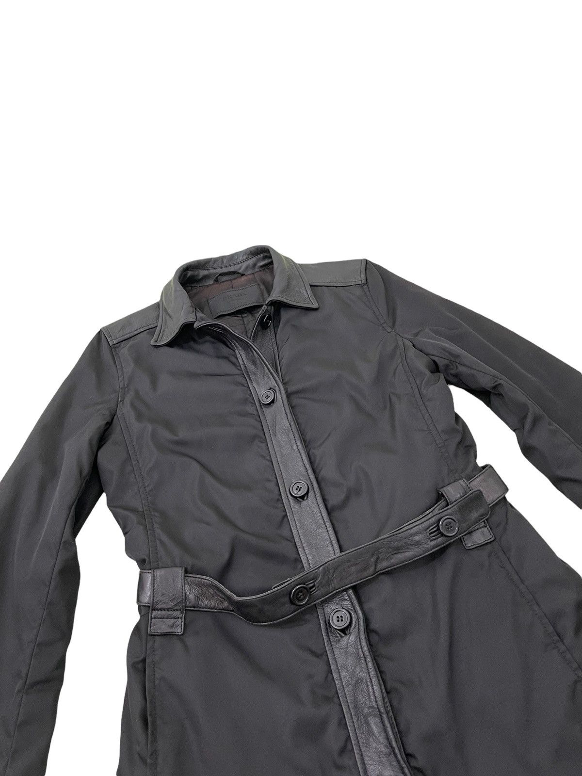 Prada Vtg Prada Vella Nylon Hybrid Leather Trench Coat 3🟩 Size M / US 6-8 / IT 42-44 - 2 Thumbnail