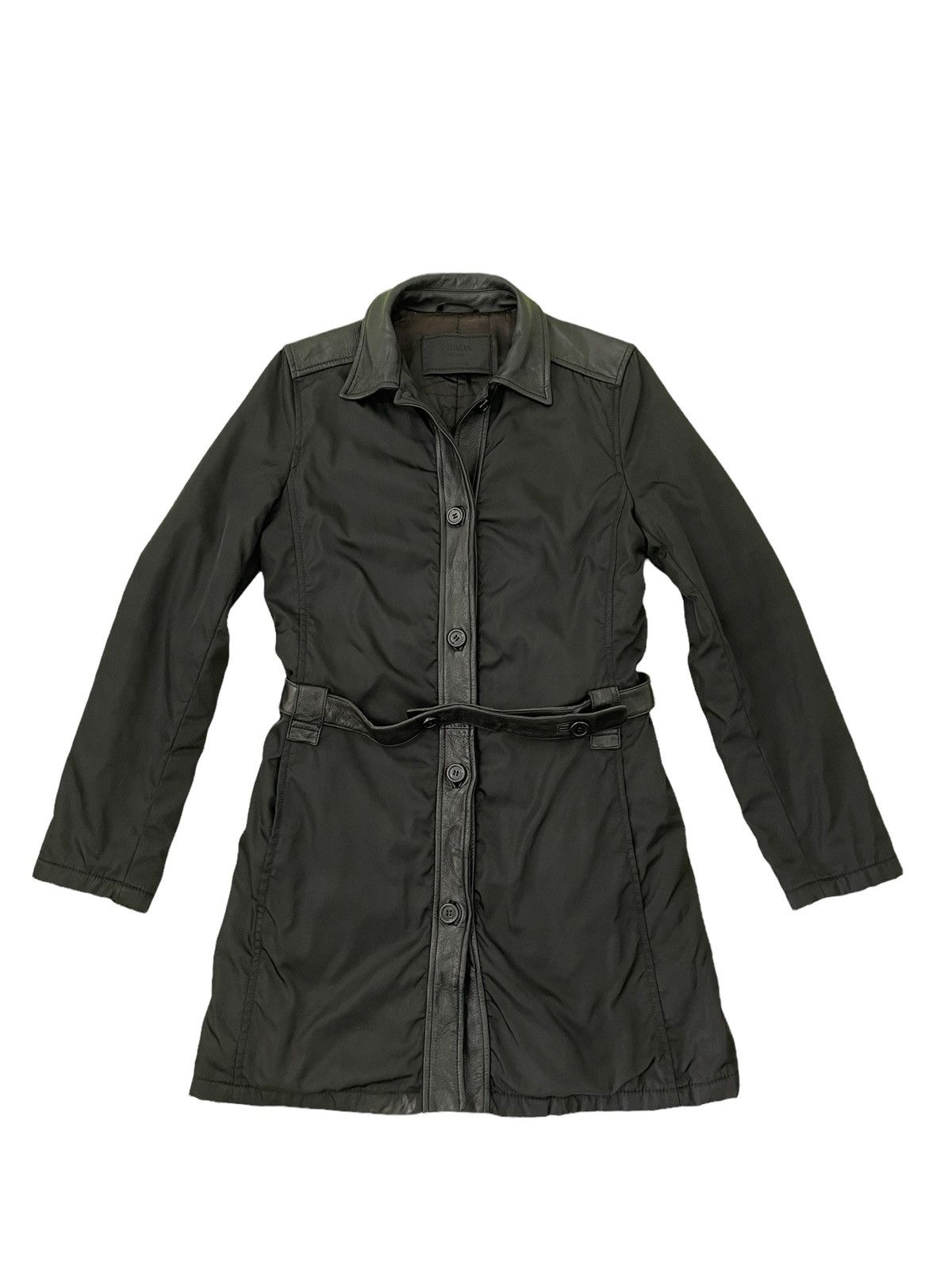 Prada Vtg Prada Vella Nylon Hybrid Leather Trench Coat 3🟩 Size M / US 6-8 / IT 42-44 - 1 Thumbnail