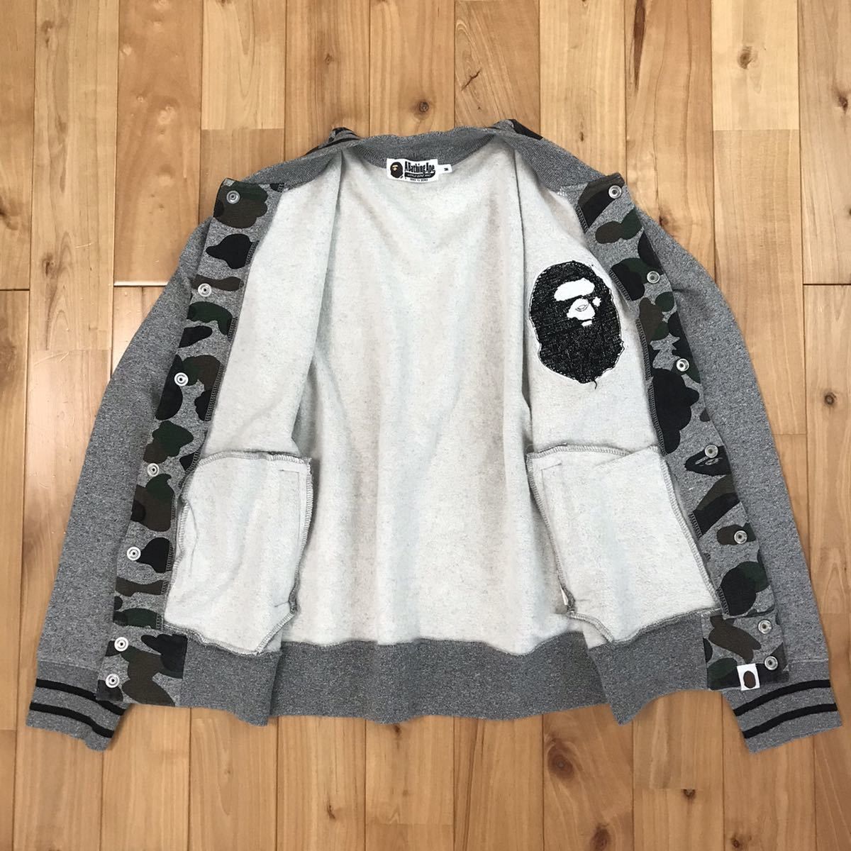 Bape 2015 BAPE Heather gray sweat varsity jacket a bathing ape Size US M / EU 48-50 / 2 - 3 Thumbnail
