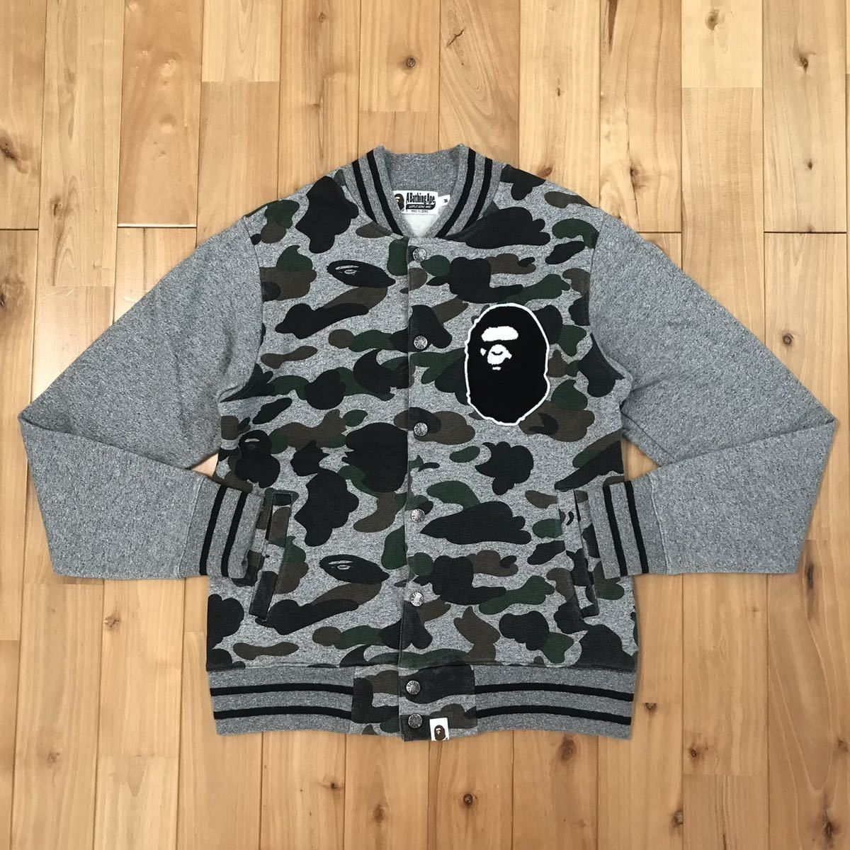 Bape 2015 BAPE Heather gray sweat varsity jacket a bathing ape Size US M / EU 48-50 / 2 - 1 Thumbnail