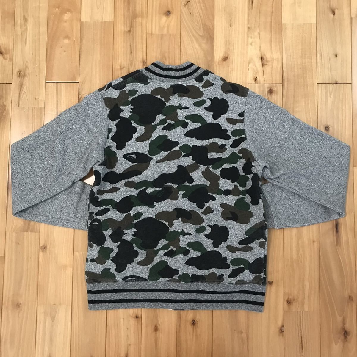Bape 2015 BAPE Heather gray sweat varsity jacket a bathing ape Size US M / EU 48-50 / 2 - 2 Thumbnail