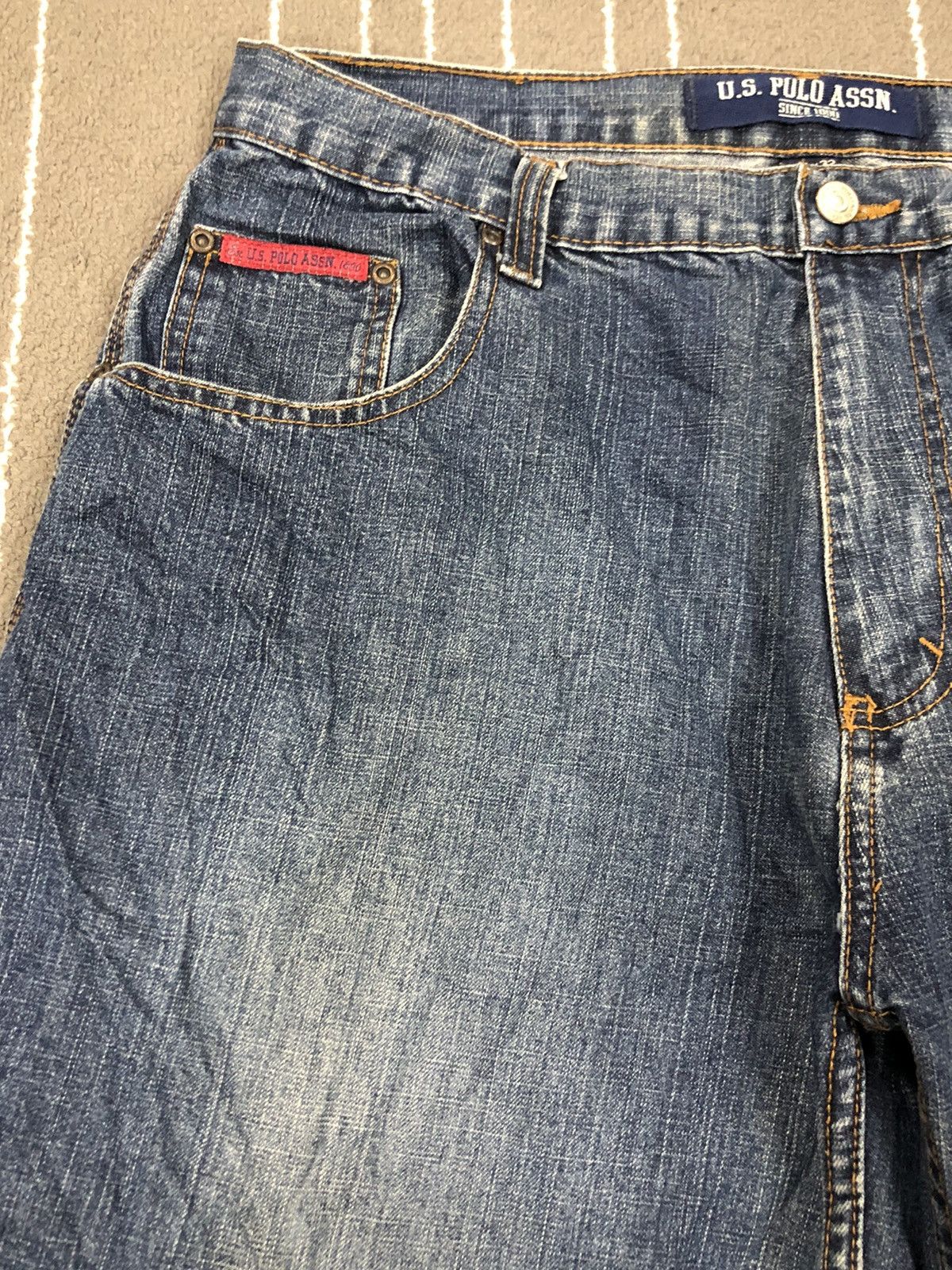 U.S. Polo Assn. × Vintage U.S Polo Assn Embroidery Logo Distress Denim Jeans Size US 36 / EU 52 - 3 Thumbnail
