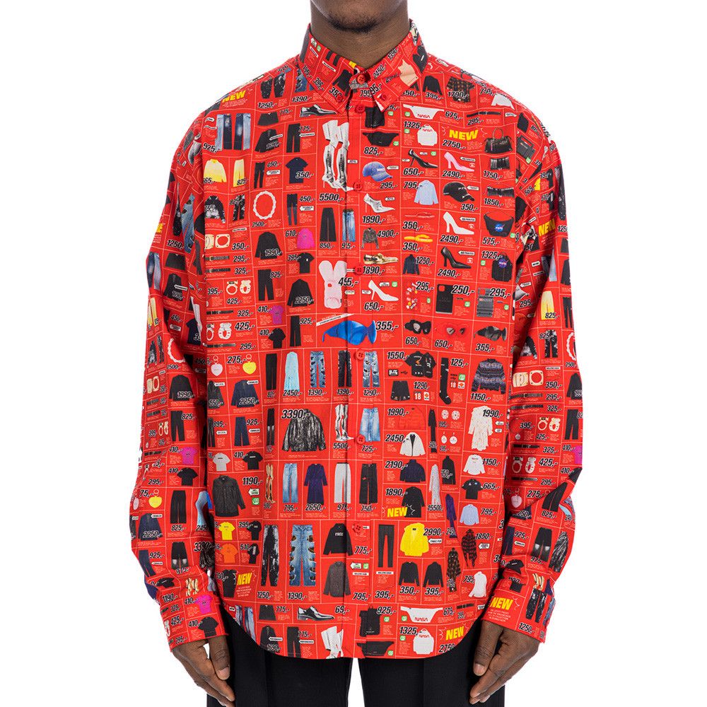 Balenciaga Balenciaga Men's Cotton Poplin Media Dress Shirt in Red Size US L / EU 52-54 / 3 - 2 Thumbnail