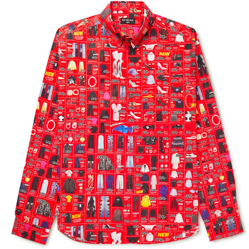 Balenciaga Balenciaga Men's Cotton Poplin Media Dress Shirt in Red Size US L / EU 52-54 / 3 - 1 Thumbnail