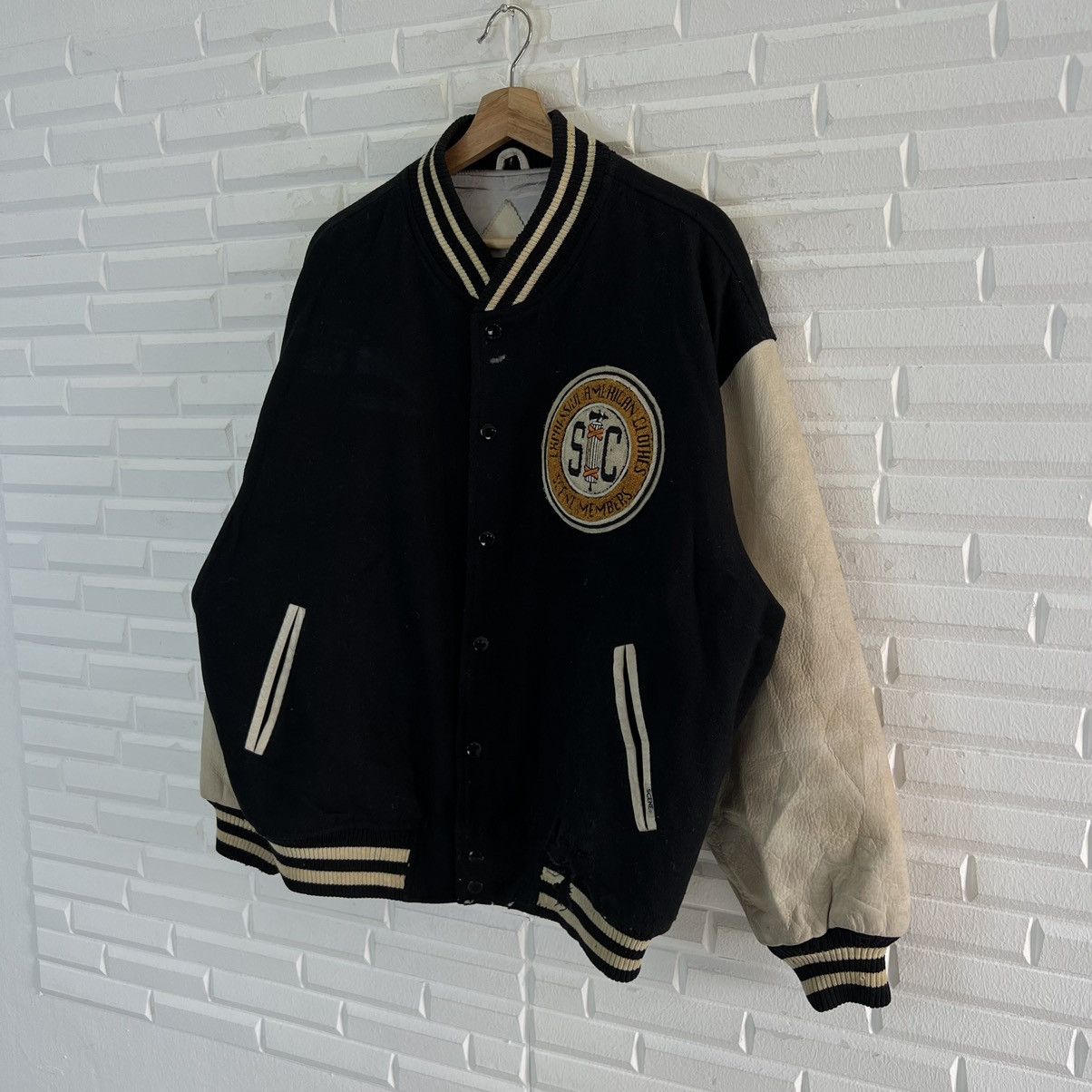 Japanese Brand VARSITY JACKET SCENE VICTORY BIG LOGO LEATHER HANDLING Size US L / EU 52-54 / 3 - 3 Thumbnail