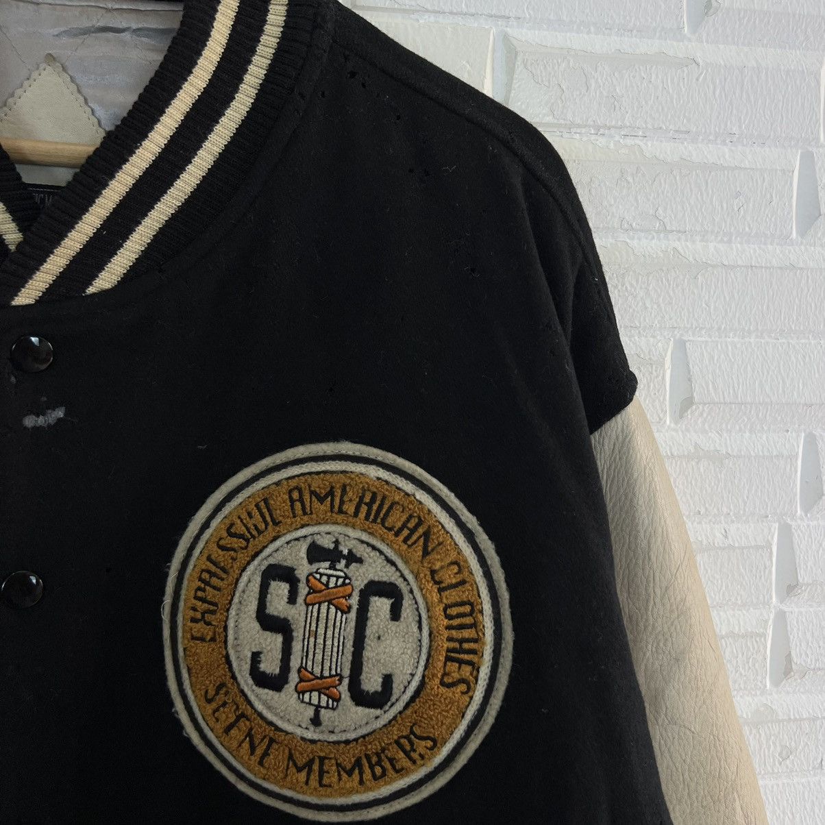 Japanese Brand VARSITY JACKET SCENE VICTORY BIG LOGO LEATHER HANDLING Size US L / EU 52-54 / 3 - 5 Thumbnail