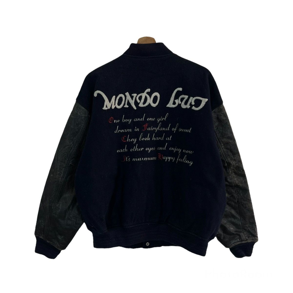 Japanese Brand VINTAGE VARSITY JACKET MONDO LUI BIG LOGO LEATHER HANDLING Size US M / EU 48-50 / 2 - 1 Thumbnail