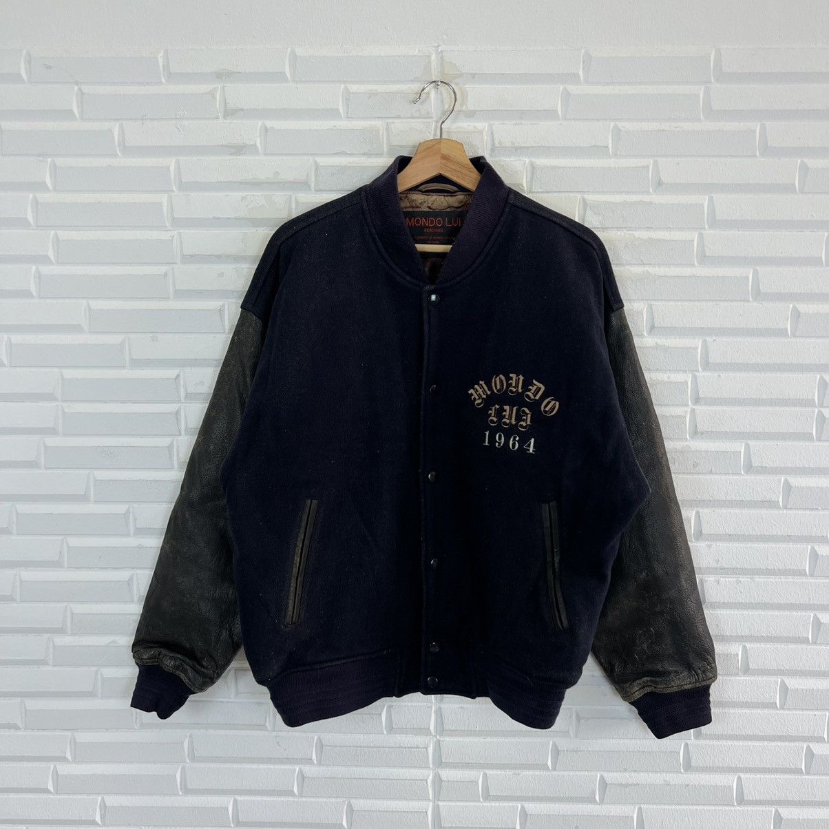 Japanese Brand VINTAGE VARSITY JACKET MONDO LUI BIG LOGO LEATHER HANDLING Size US M / EU 48-50 / 2 - 2 Thumbnail