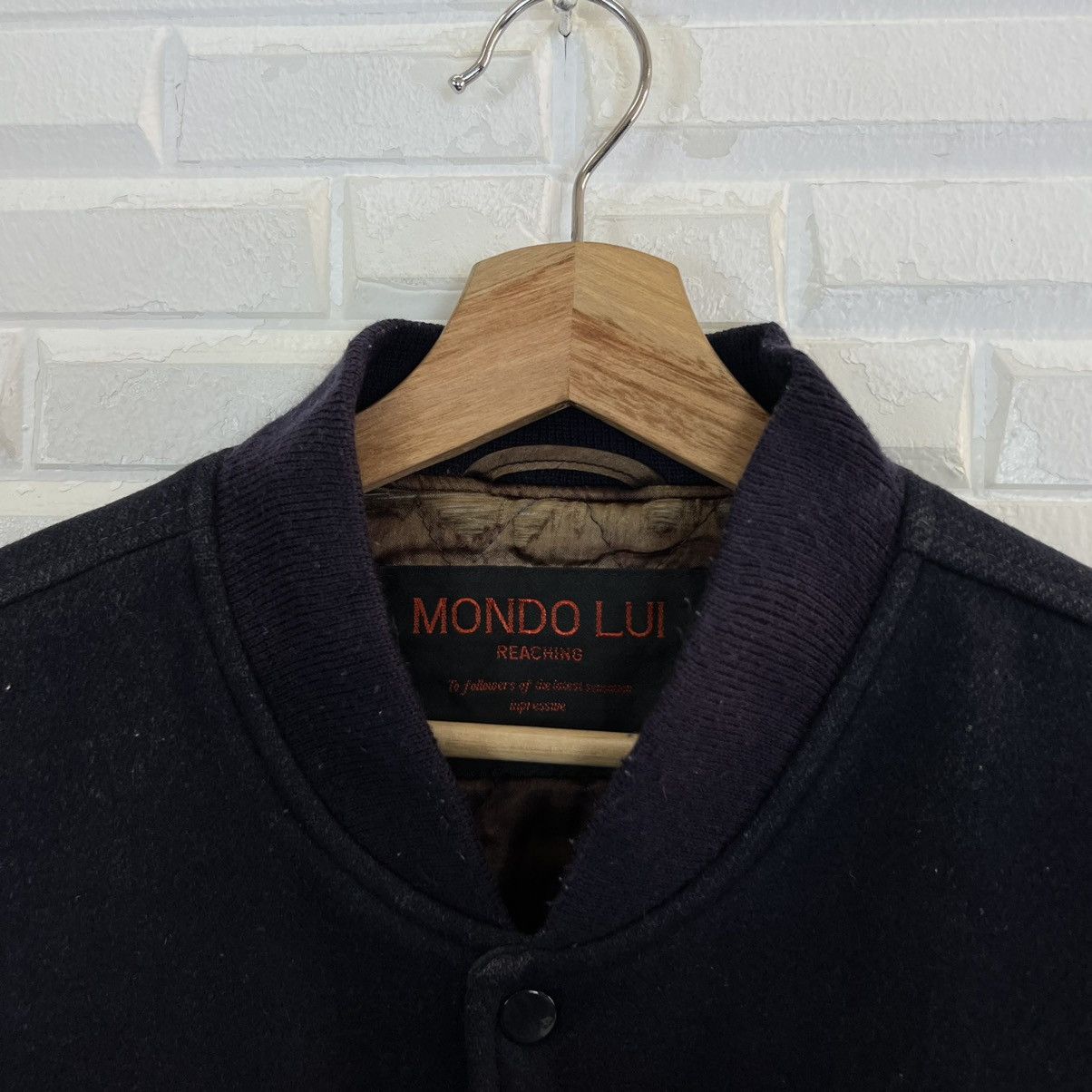 Japanese Brand VINTAGE VARSITY JACKET MONDO LUI BIG LOGO LEATHER HANDLING Size US M / EU 48-50 / 2 - 7 Thumbnail