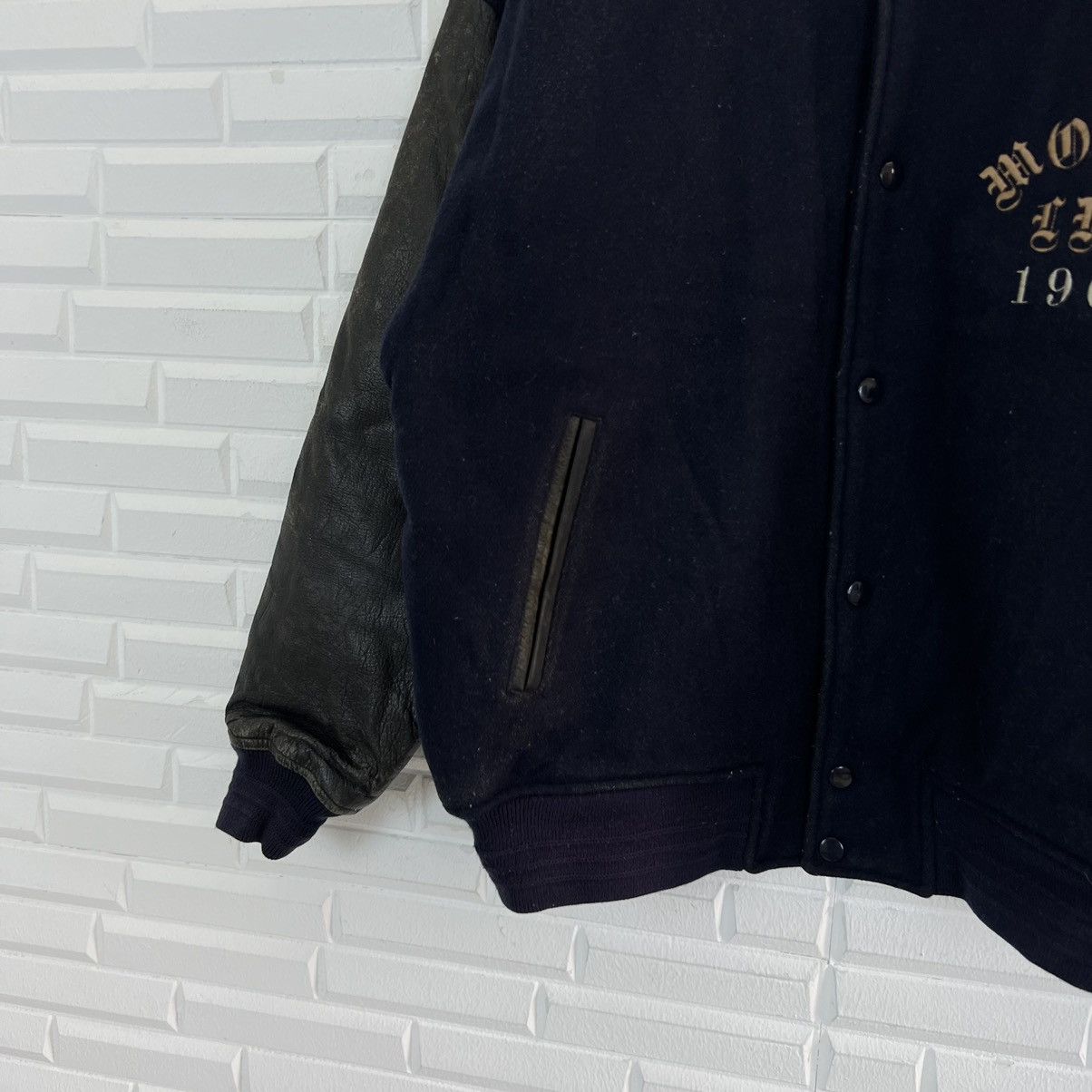 Japanese Brand VINTAGE VARSITY JACKET MONDO LUI BIG LOGO LEATHER HANDLING Size US M / EU 48-50 / 2 - 5 Thumbnail