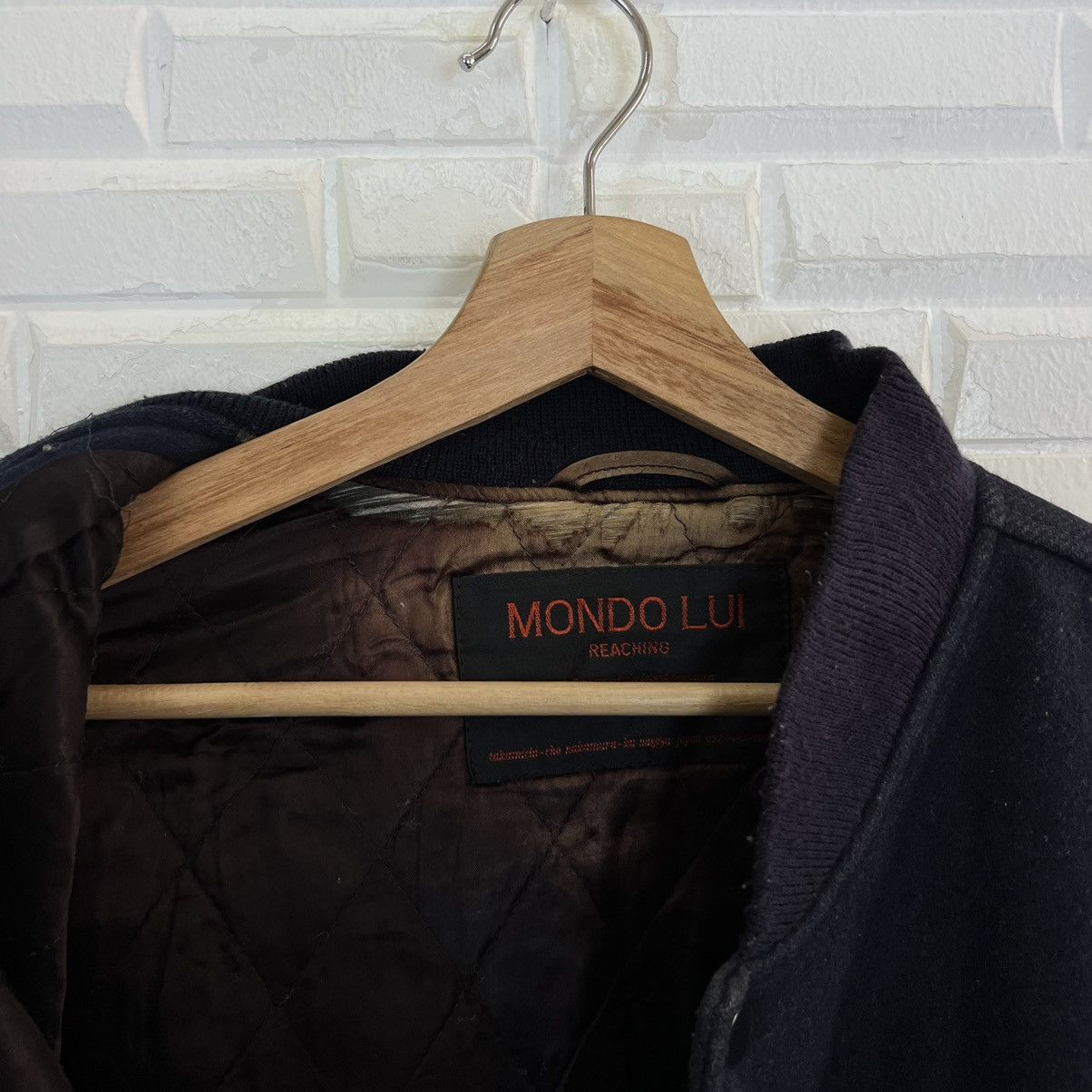 Japanese Brand VINTAGE VARSITY JACKET MONDO LUI BIG LOGO LEATHER HANDLING Size US M / EU 48-50 / 2 - 13 Thumbnail