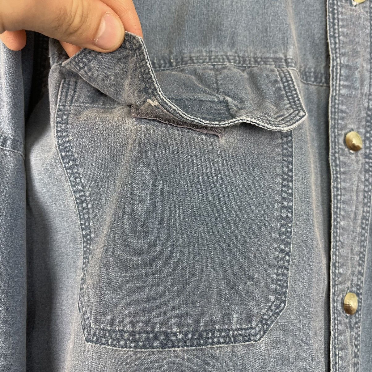 Vintage Vintage 90s Workwear Chore Shirt w/ Velcro Pockets Size US L / EU 52-54 / 3 - 3 Thumbnail