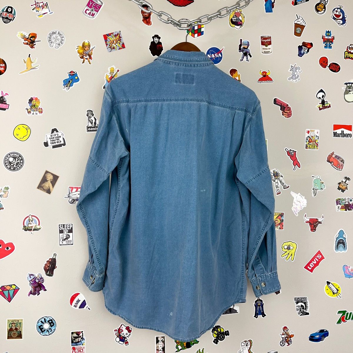 Vintage Vintage 90s Workwear Chore Shirt w/ Velcro Pockets Size US L / EU 52-54 / 3 - 7 Thumbnail