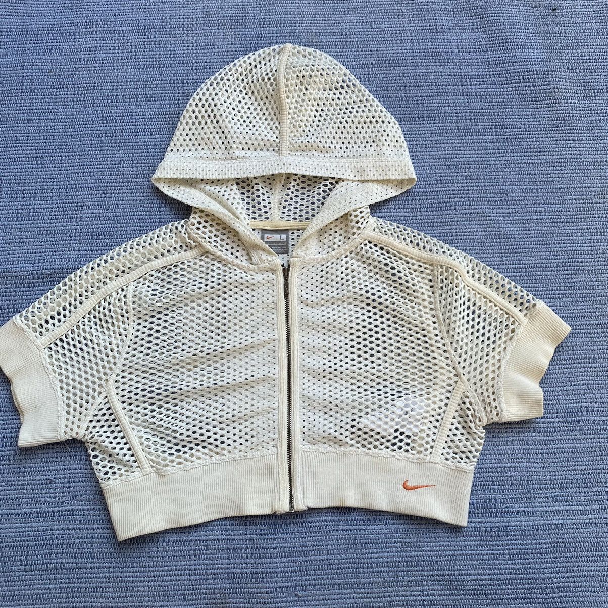 image of Nike Mesh Hoodie in Cream, Women's (Size Large)