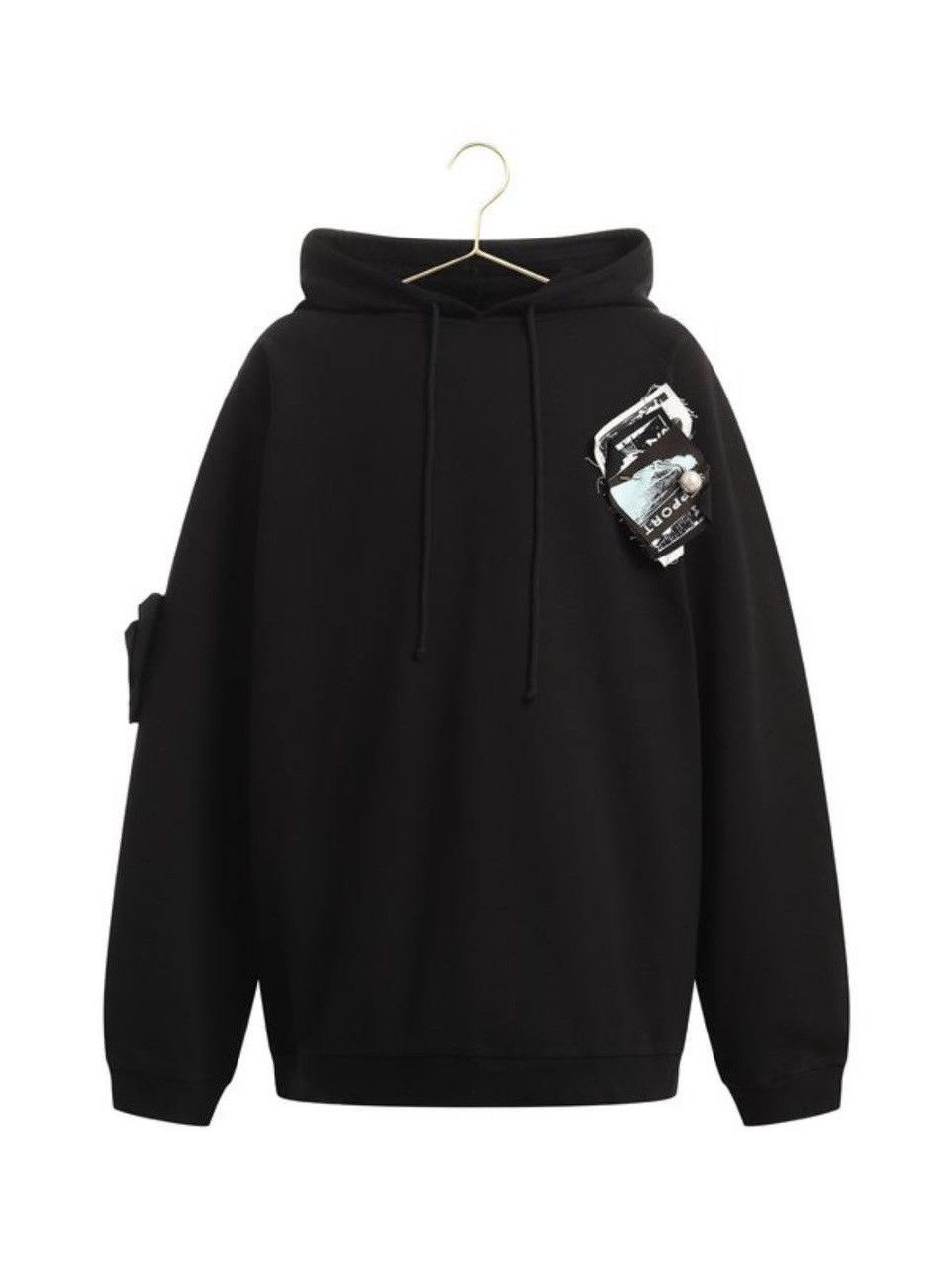 トップス Raf Simons - American Flag Hoodie Raf Simons Ss20 Raf Simons Stoned America Patch Hoodie(Black
