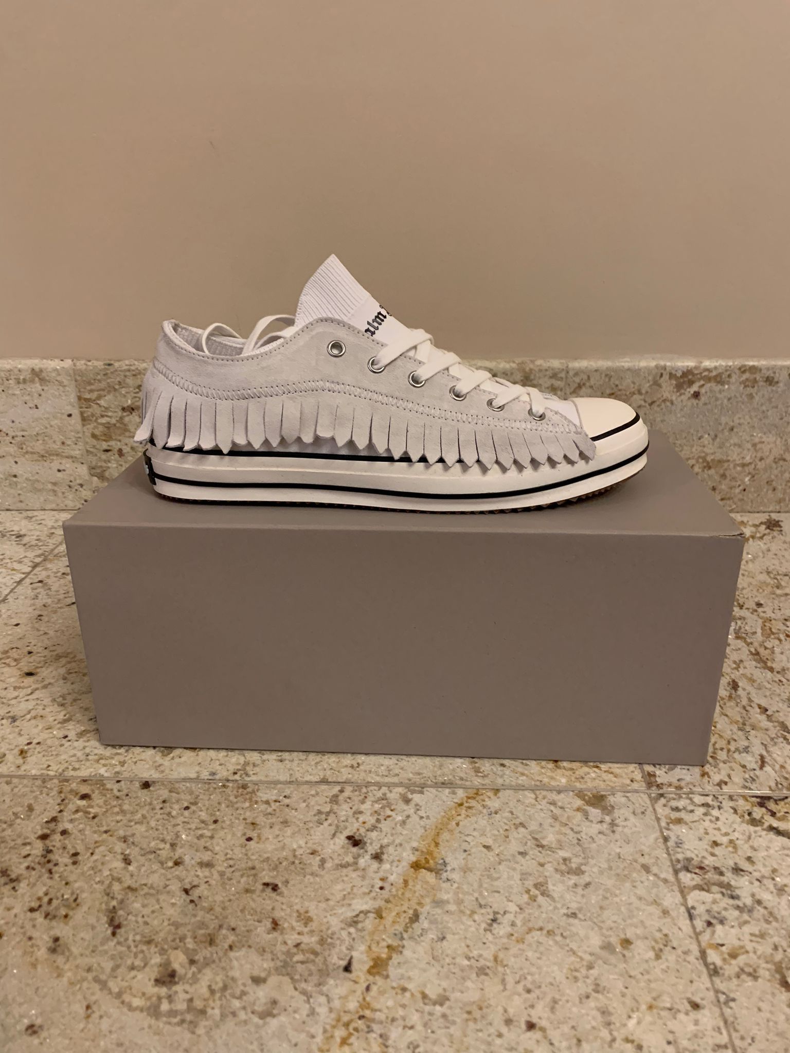 Palm Angels Fringe Low Top Sneakers in Black & White Size US 9 / EU 42 - 1 Thumbnail