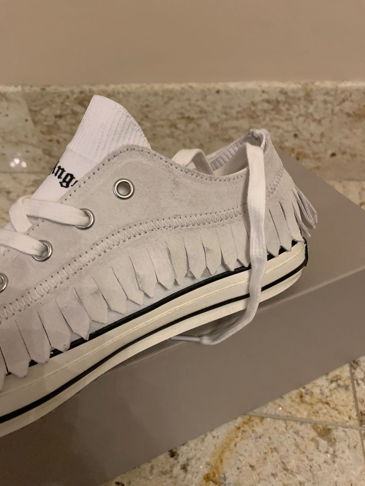 Palm Angels Fringe Low Top Sneakers in Black & White Size US 9 / EU 42 - 10 Thumbnail