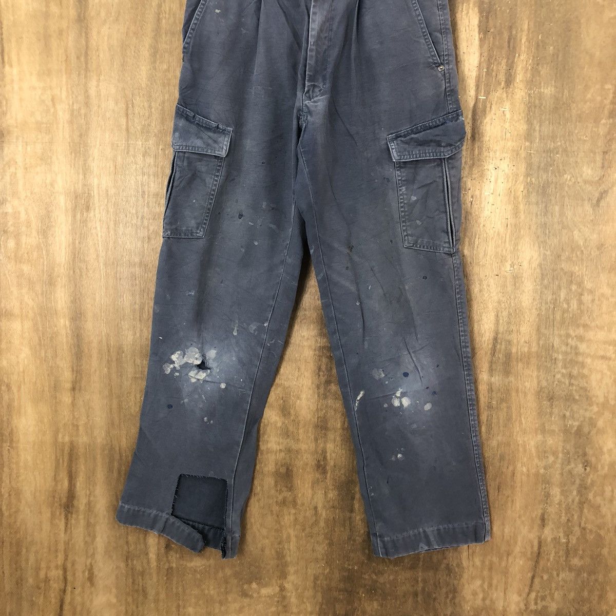 Japanese Brand Japanese Brand distressed thrashed Blue Cargo pants #6252 Size US 27 - 3 Thumbnail
