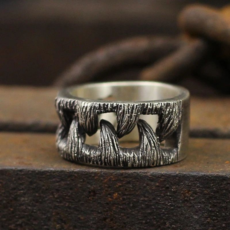 Jewelry x Vintage Gothic Unique Monster Teeth Stainless Steel Ring in Silver, Men's
