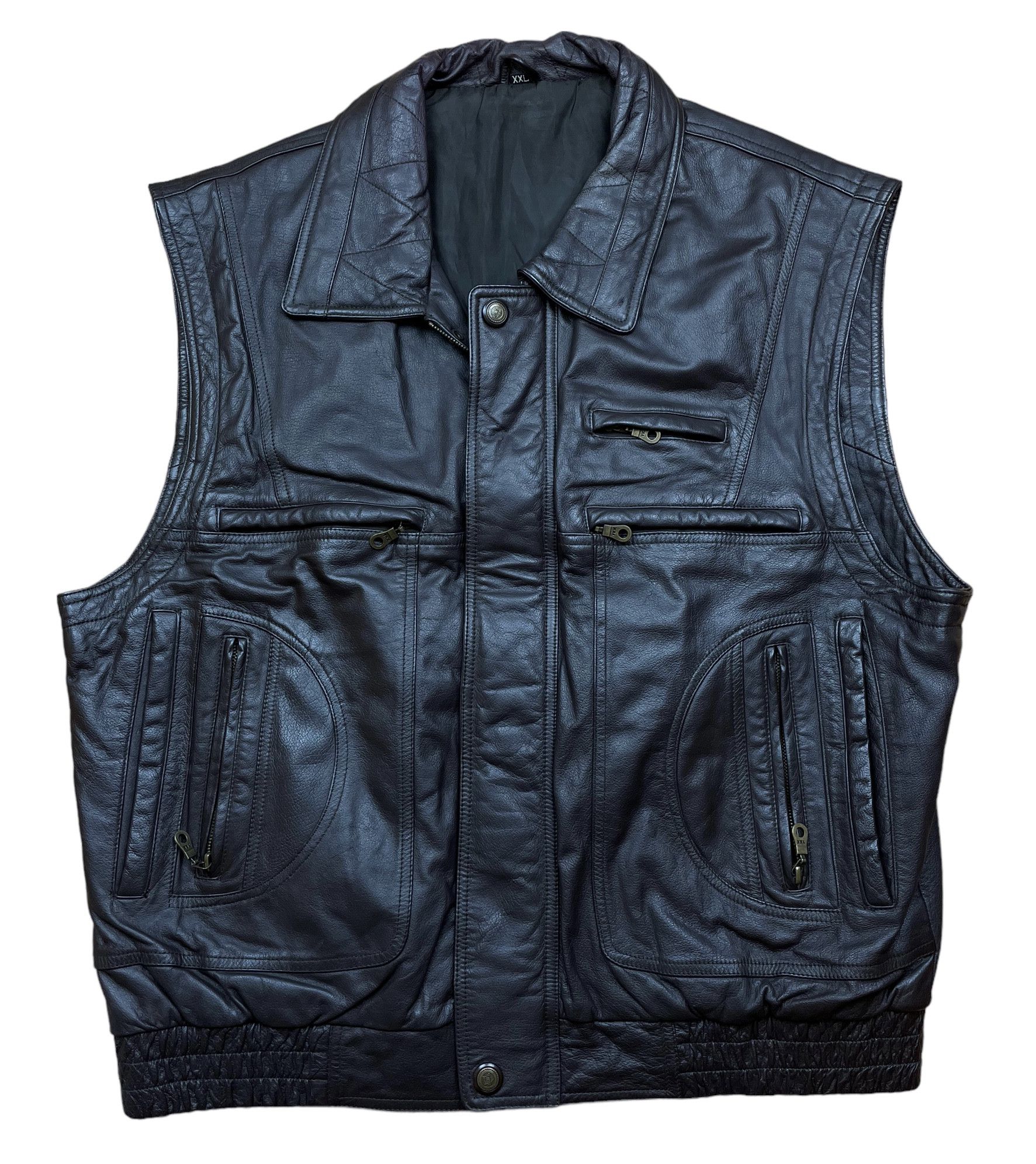 Vintage Vintage Genuine Leather Vest Jacket Rare Avant Garde Size US XL / EU 56 / 4 - 1 Thumbnail