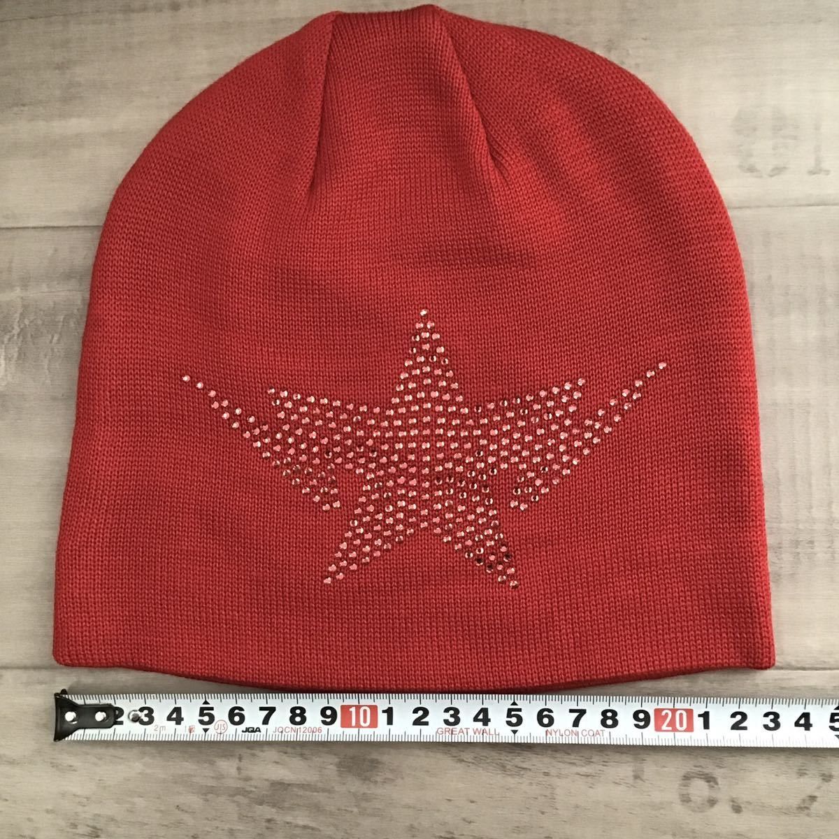 Bape × Swarovski BAPE Red Swarovski BAPESTA logo knit cap beanie star Size ONE SIZE - 4 Thumbnail